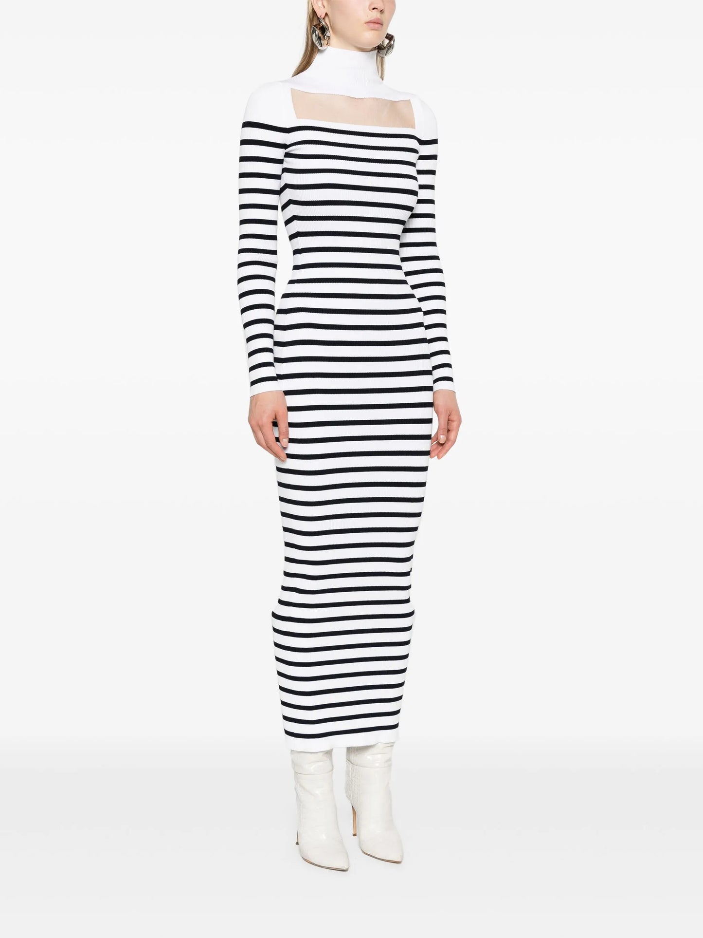 striped ribbed maxi dress