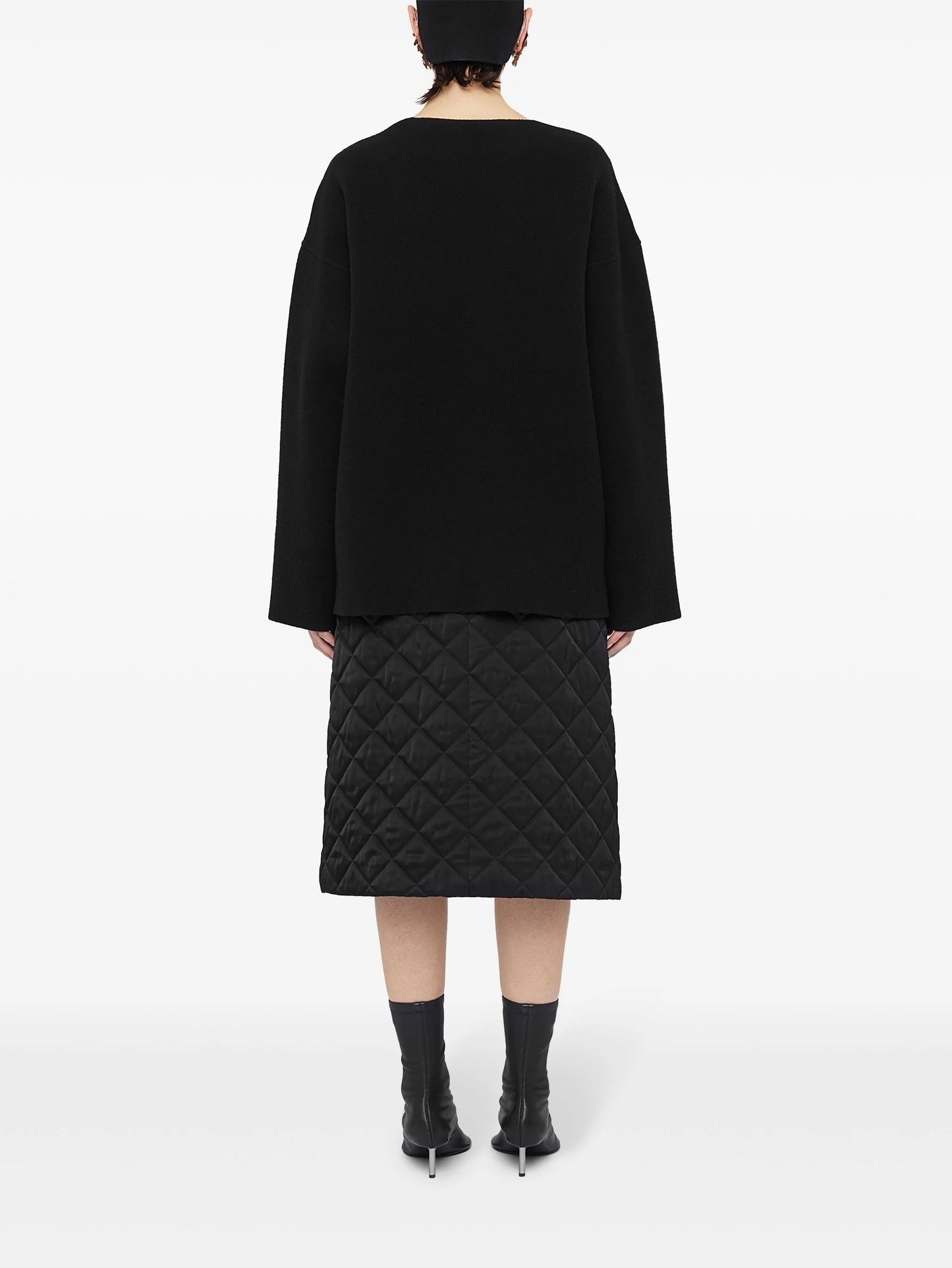 A-line quilted midi skirt
