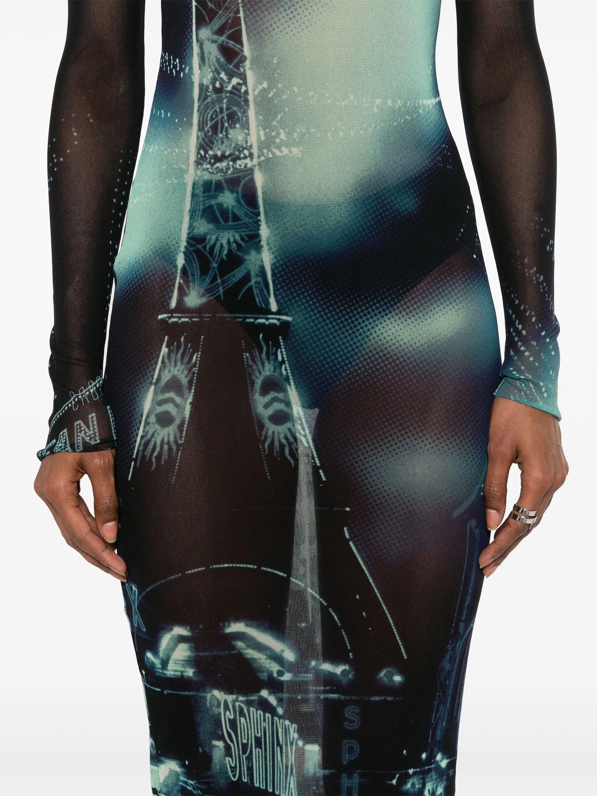 mesh-design dress