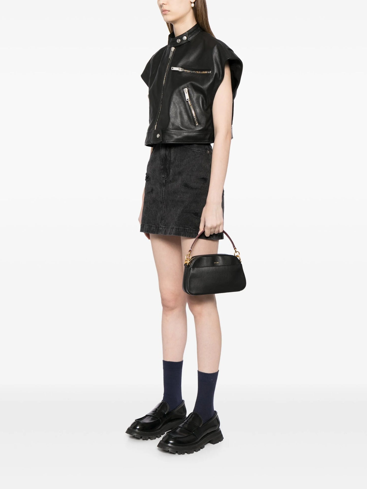 logo-print leather bag