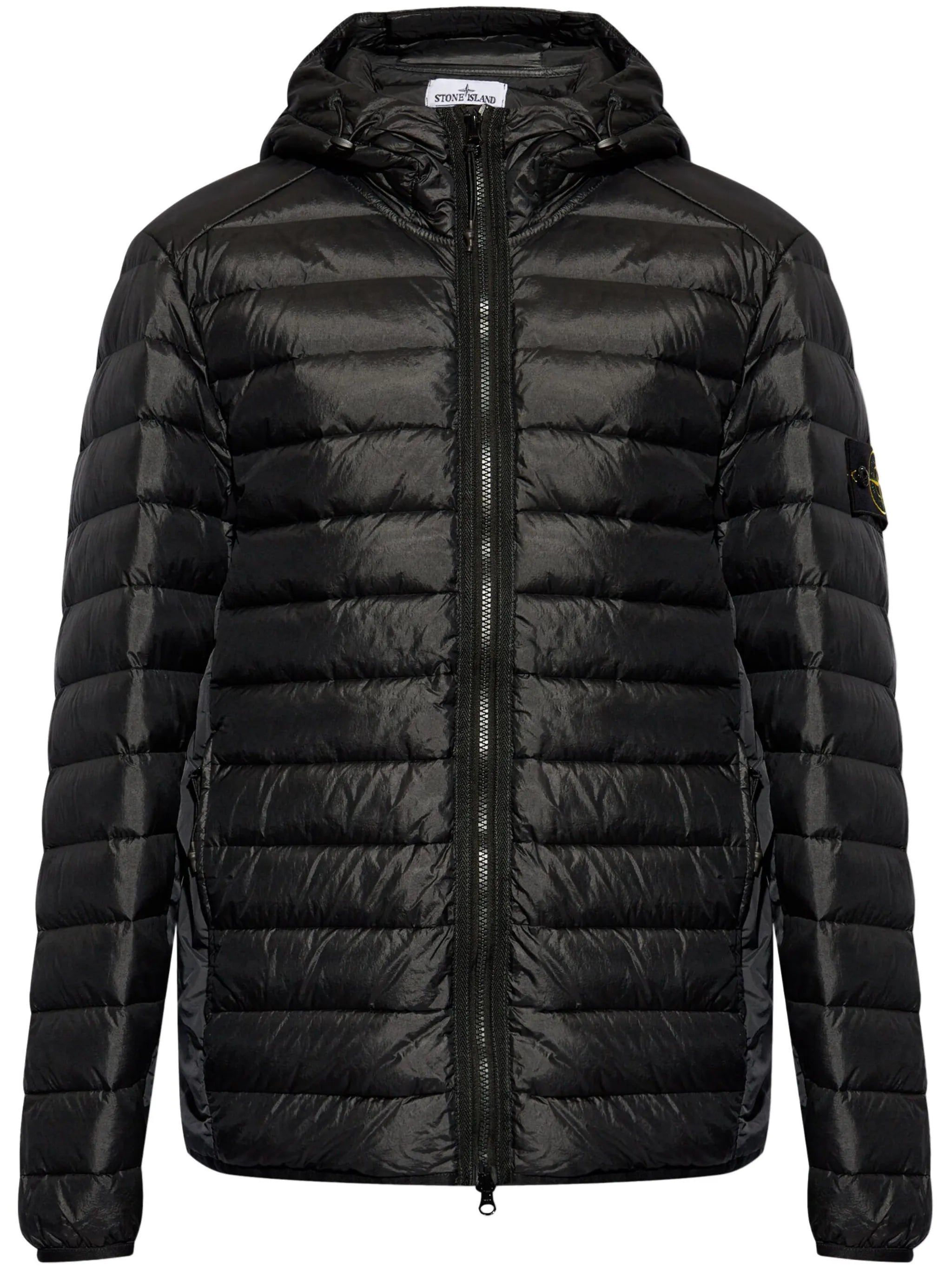 Compass-logo hooded down jacket