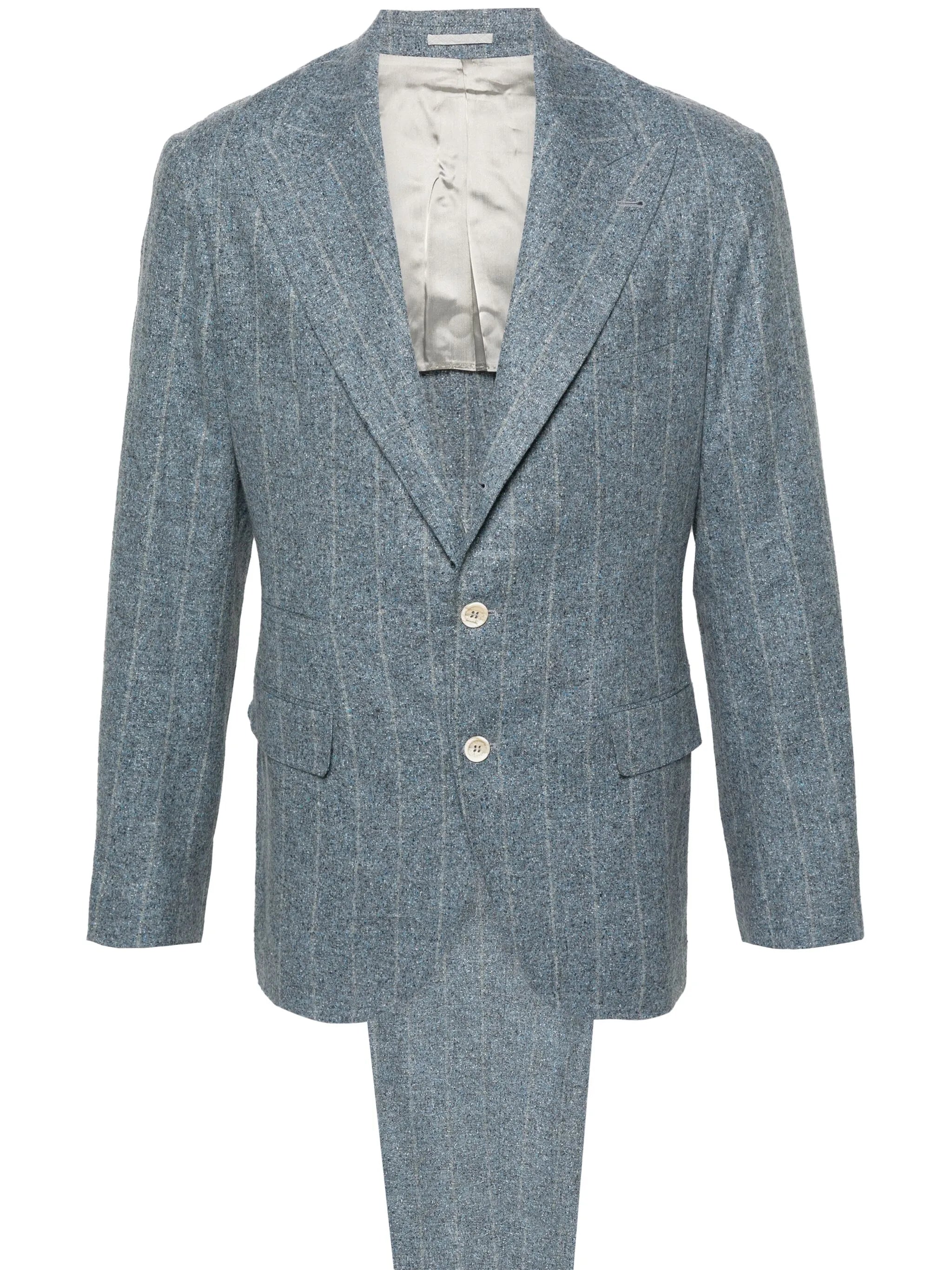 speckled-effect striped suit