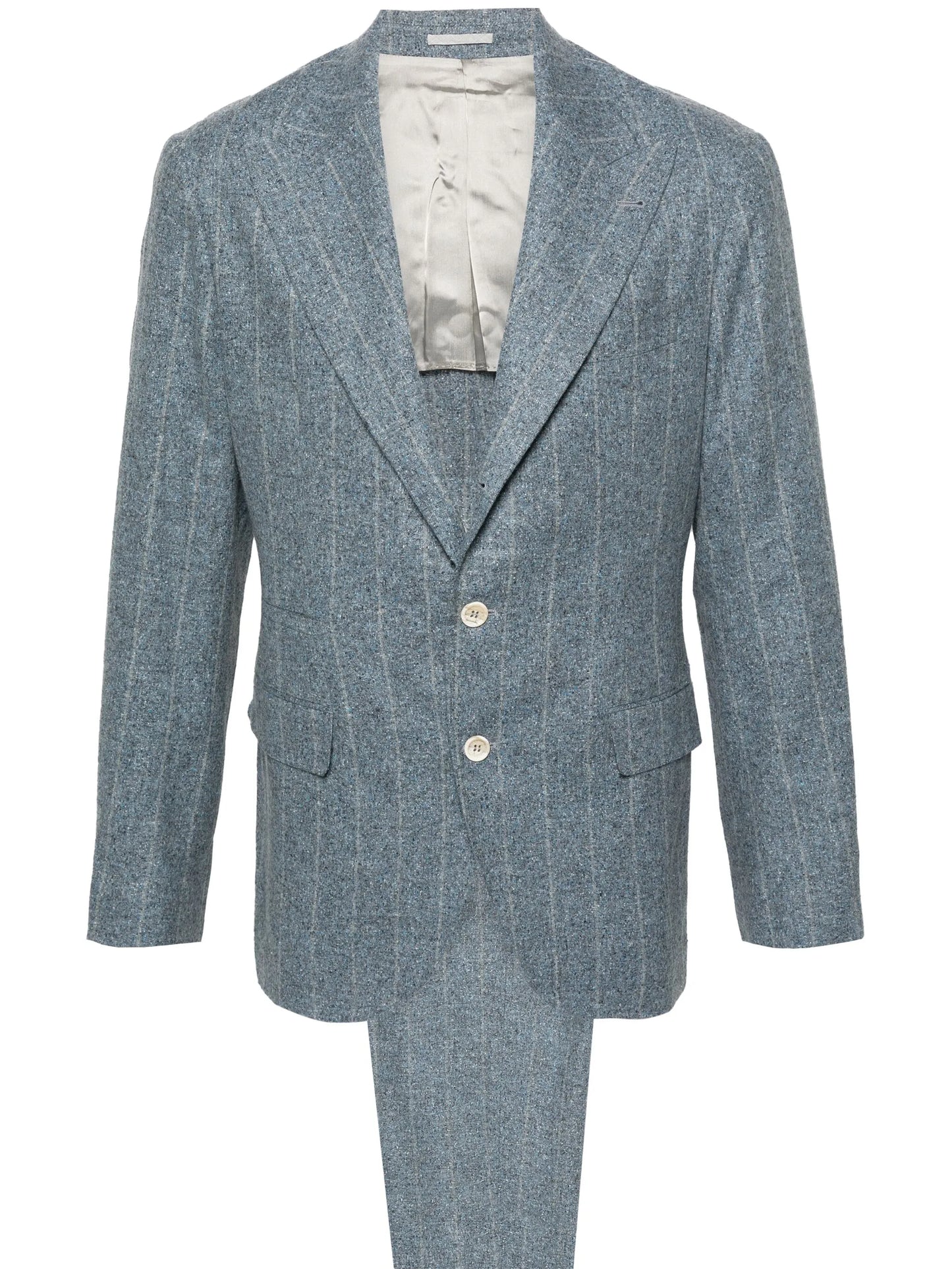 speckled-effect striped suit