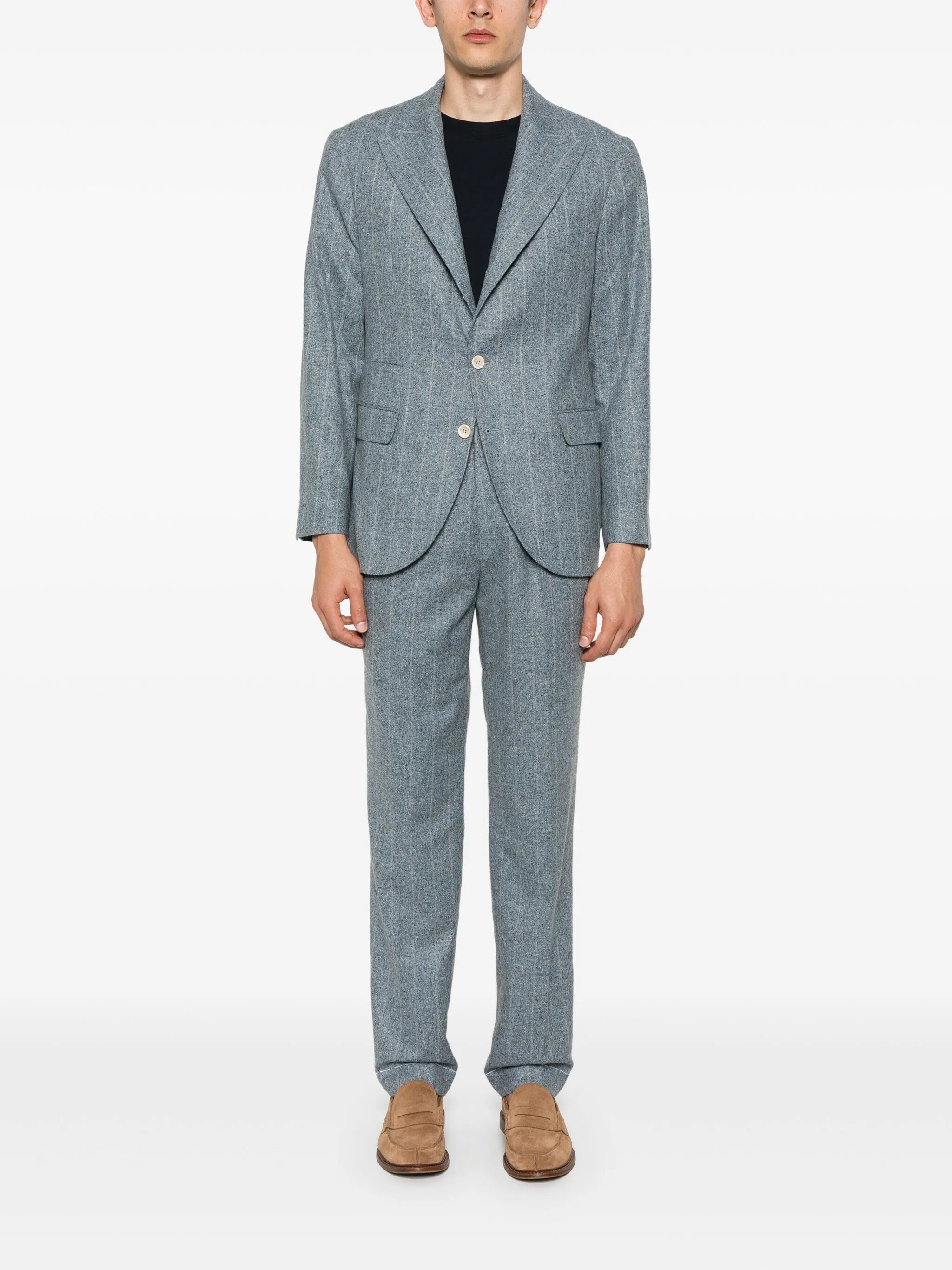 speckled-effect striped suit