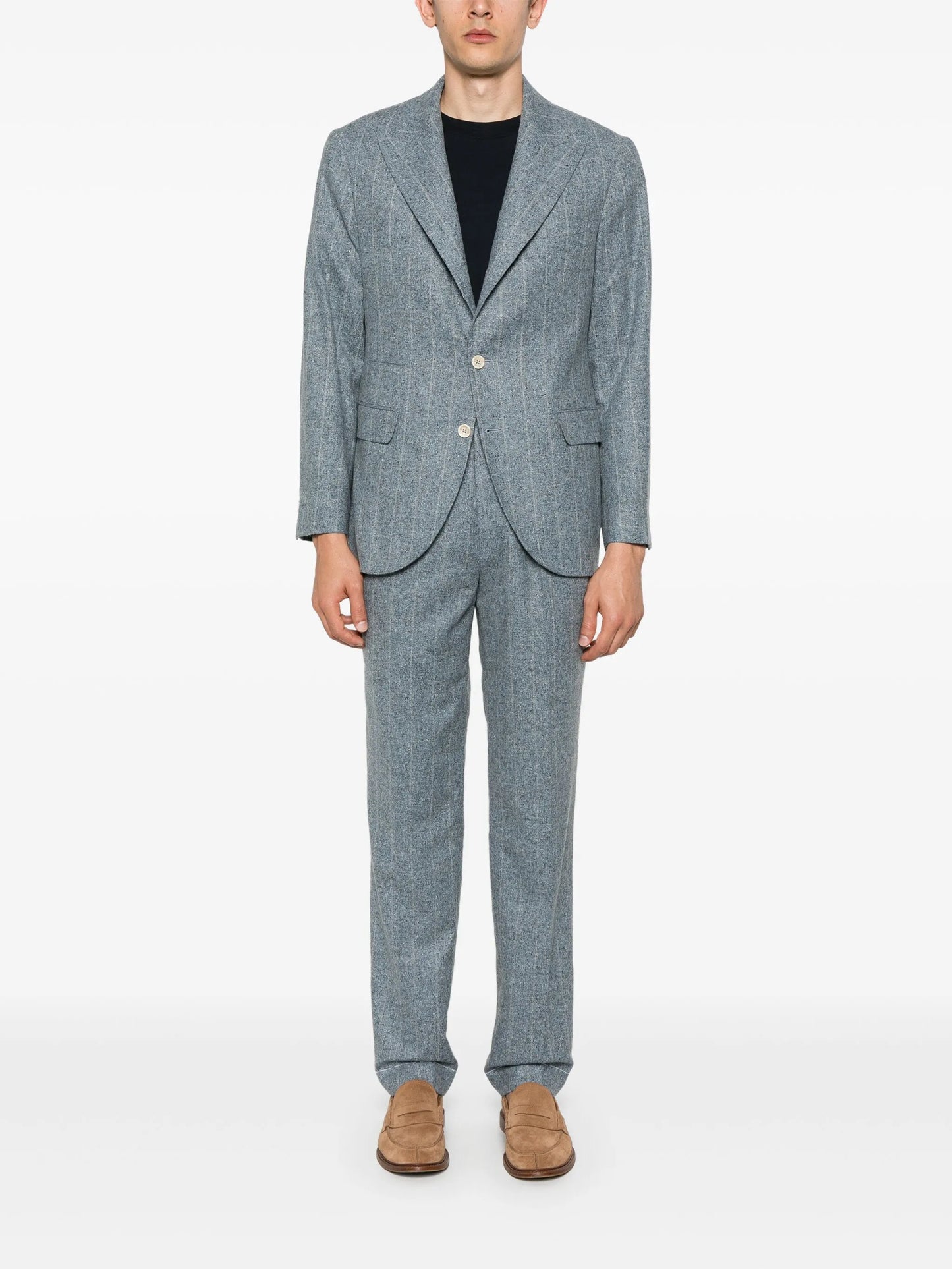 speckled-effect striped suit