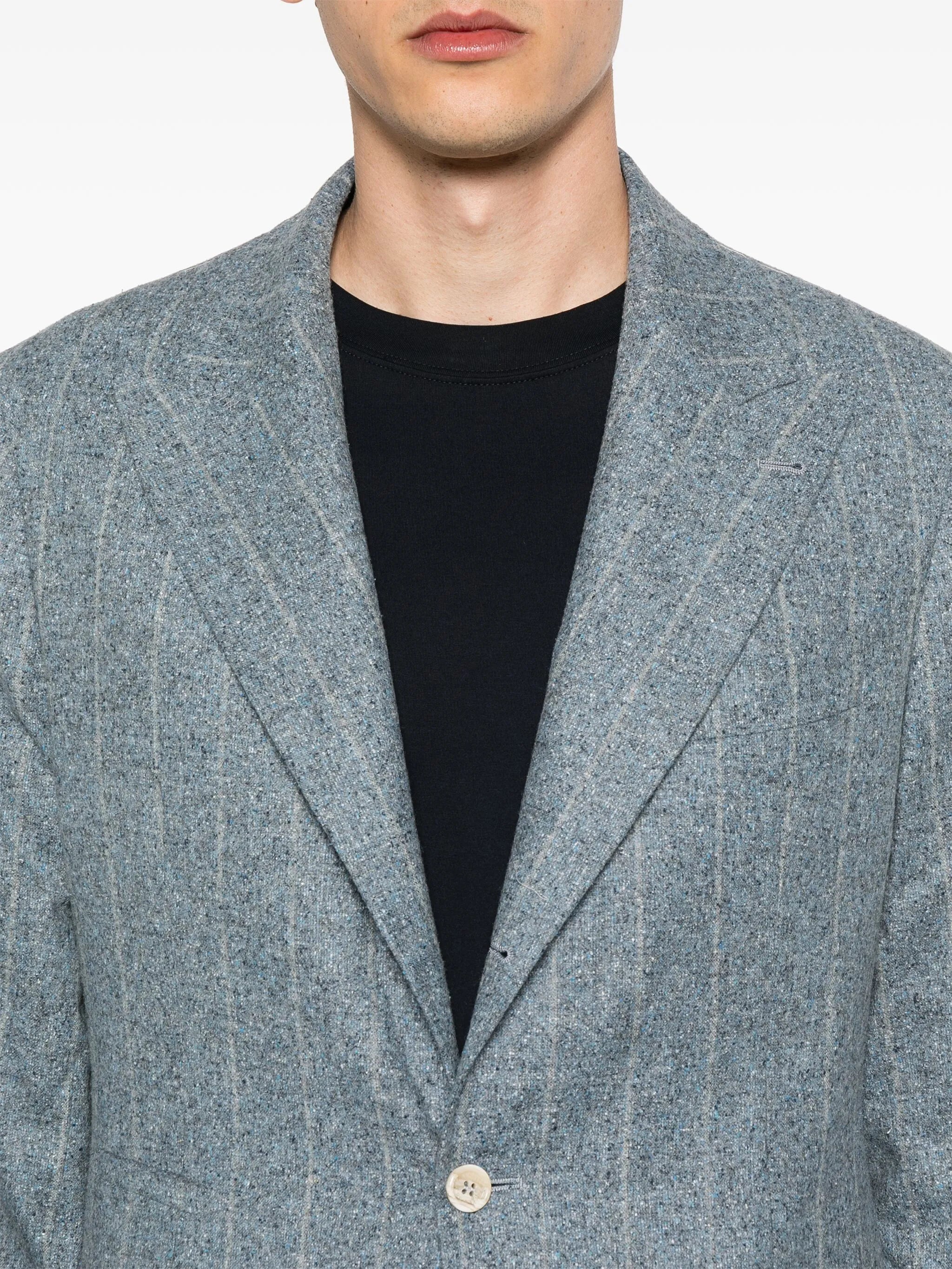 speckled-effect striped suit