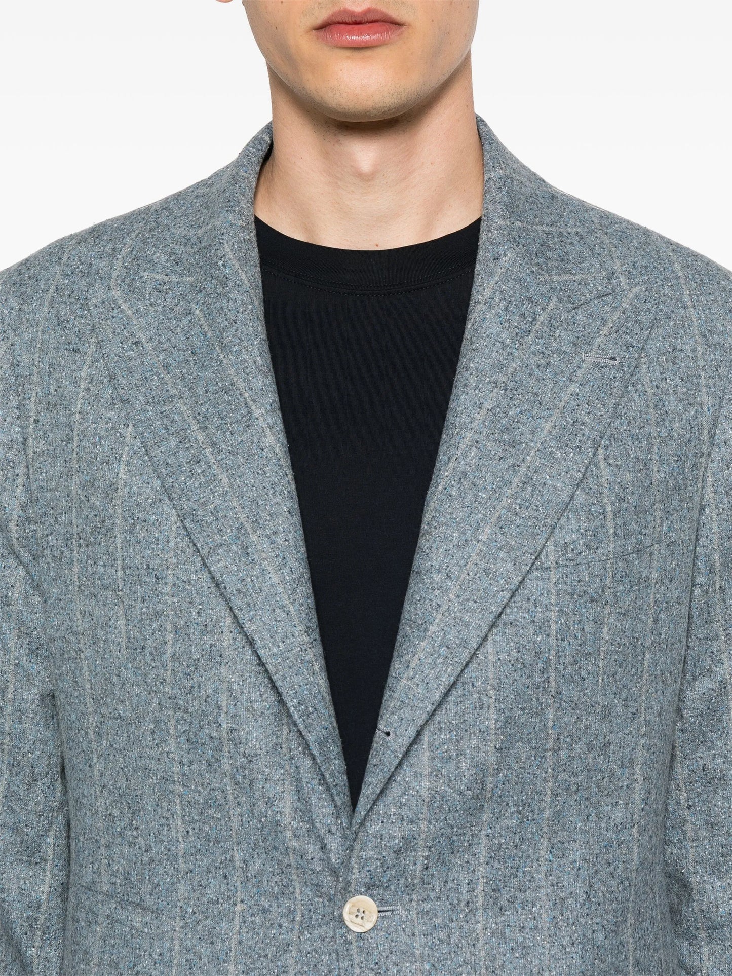 speckled-effect striped suit