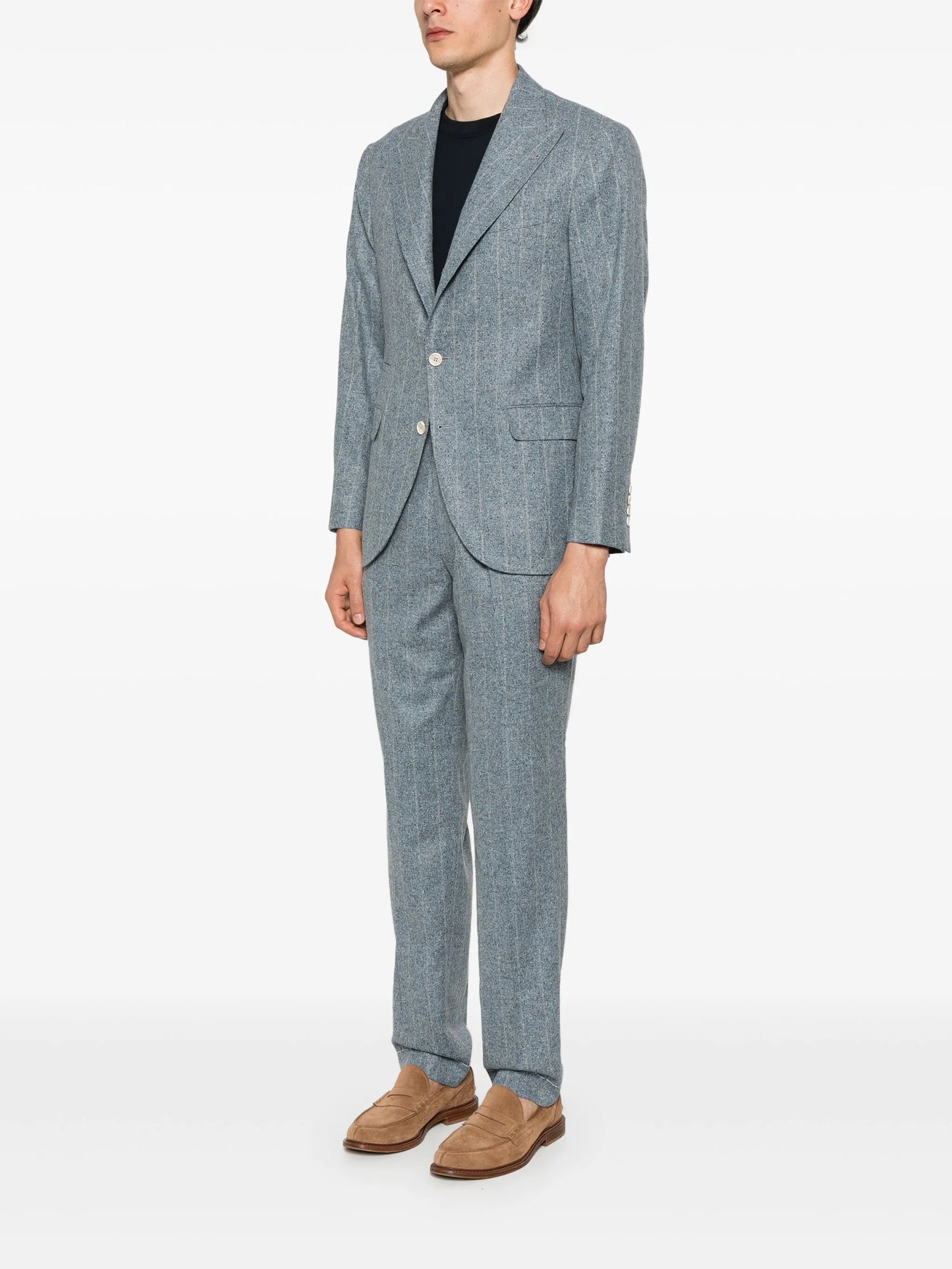 speckled-effect striped suit