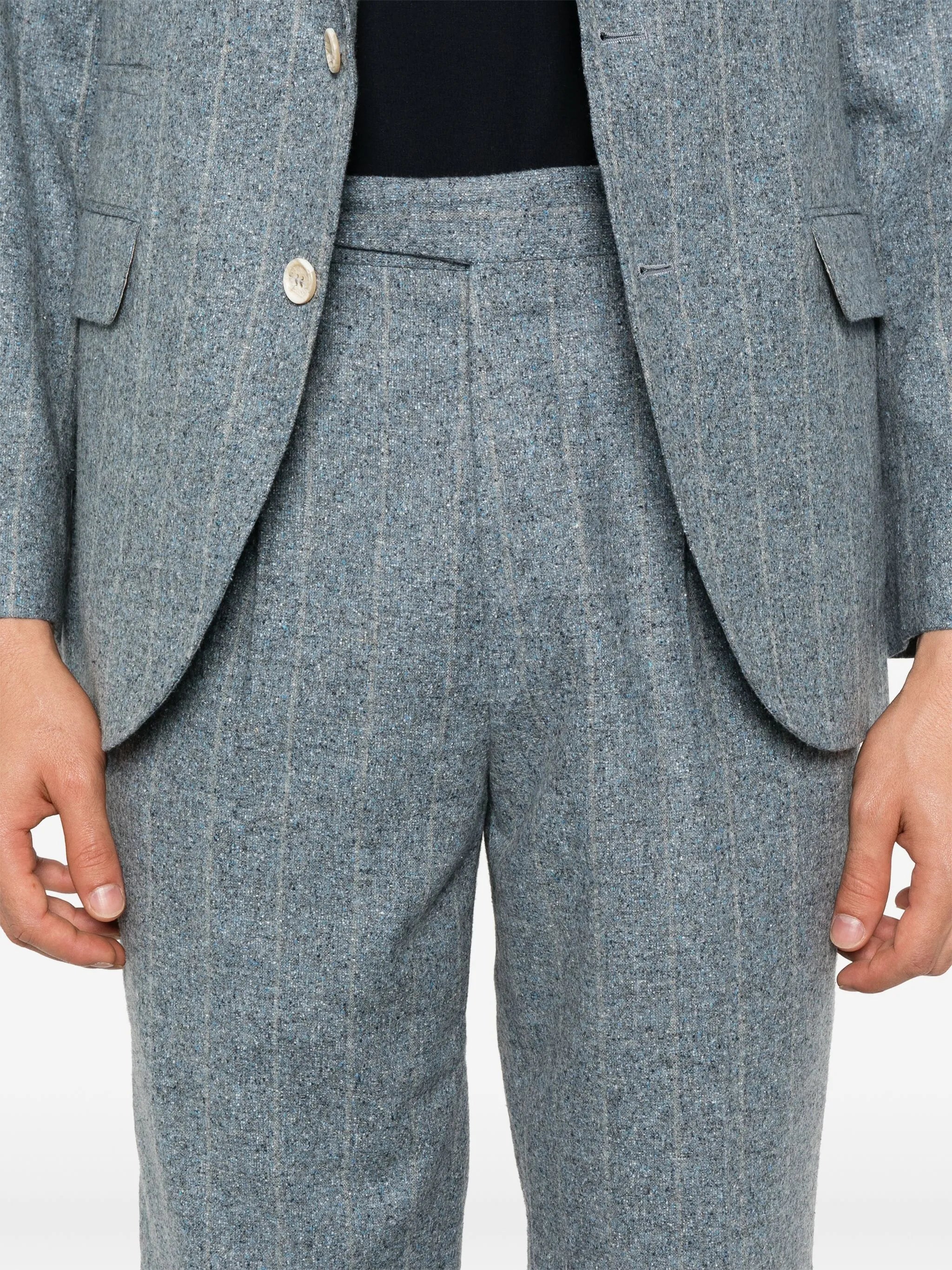 speckled-effect striped suit