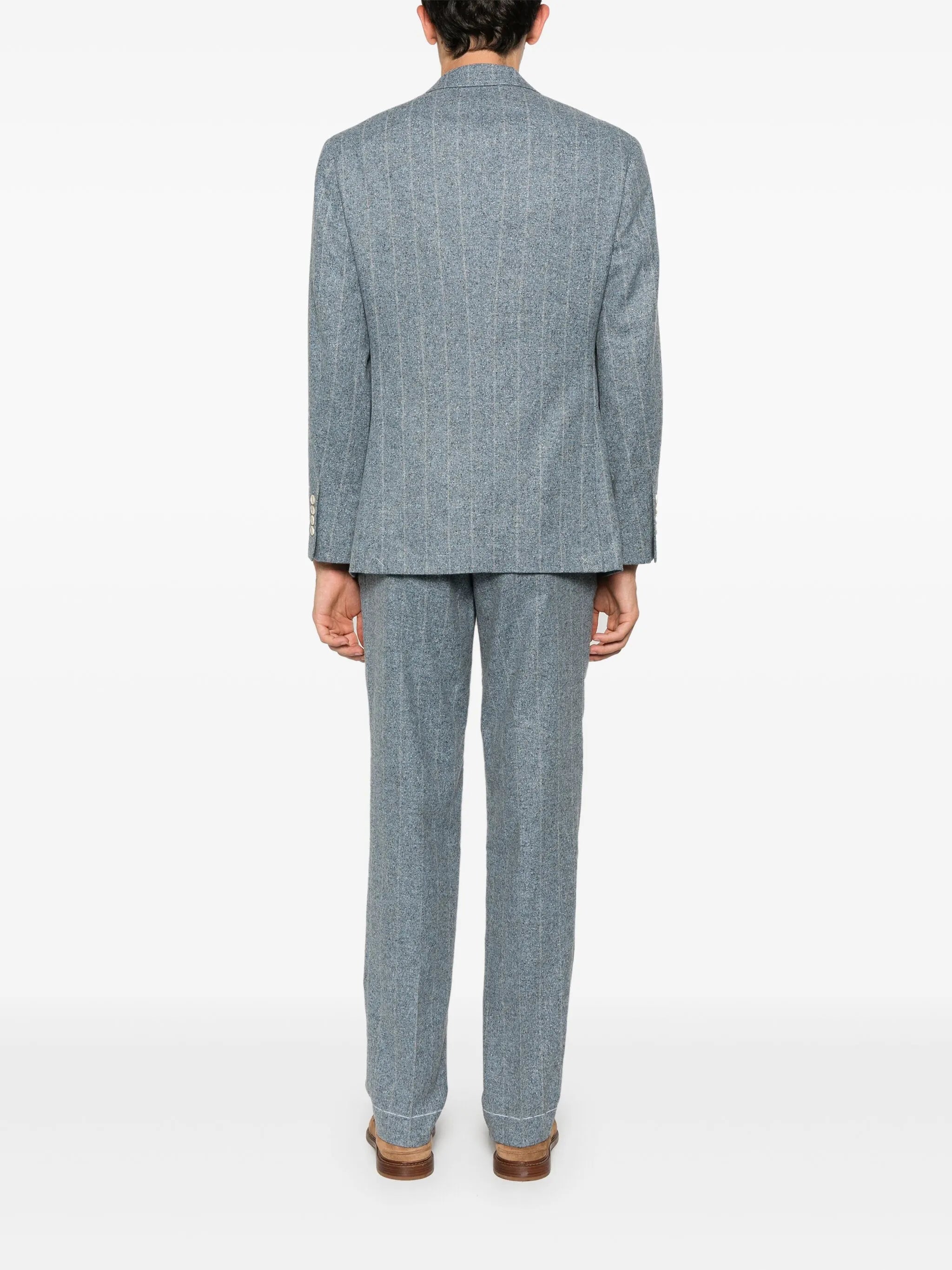 speckled-effect striped suit