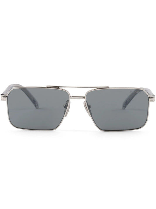 double bridge rectangle-frame sunglasses