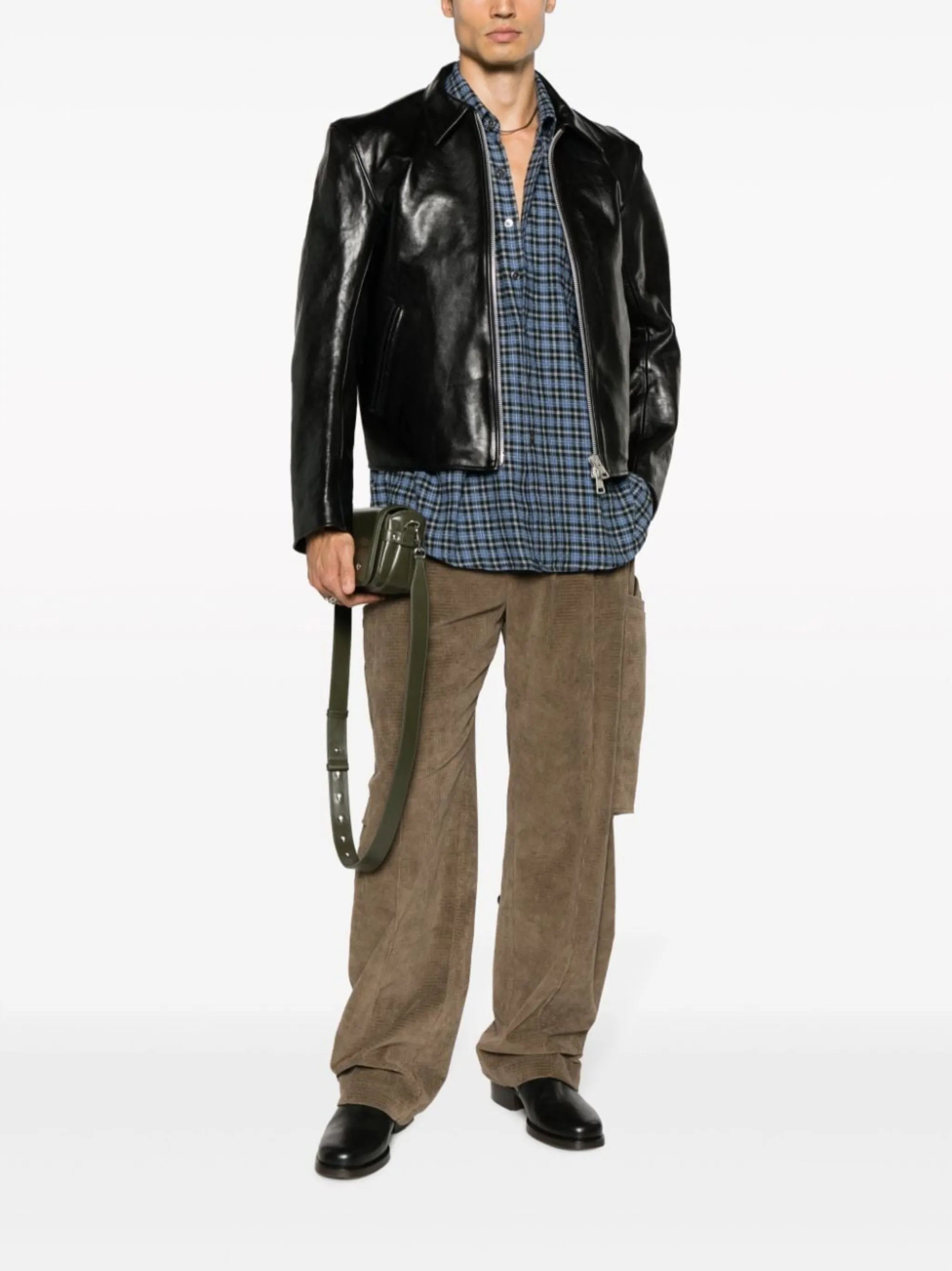 Above checked shirt
