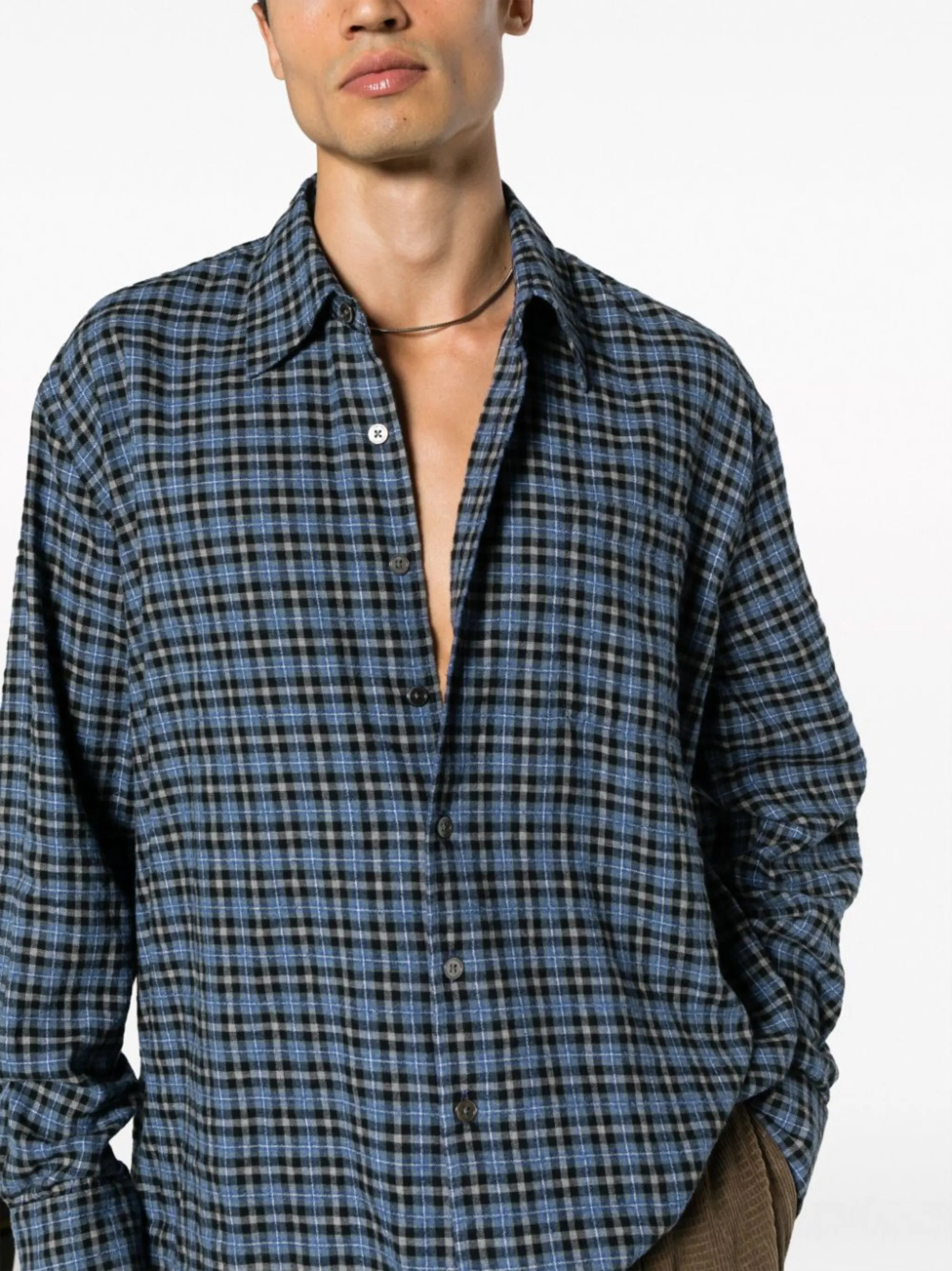 Above checked shirt
