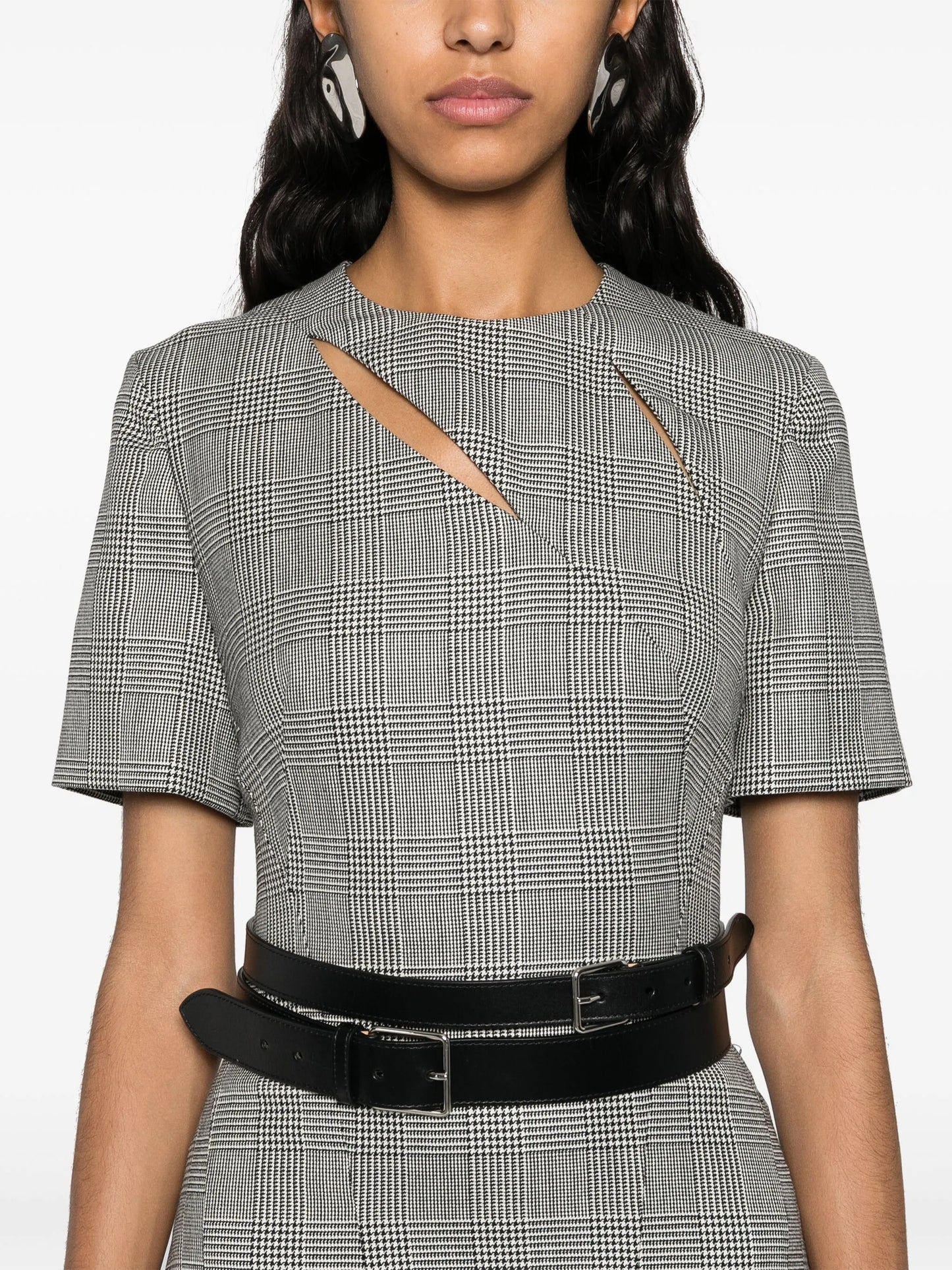 Prince Of Wales-check wool midi dress