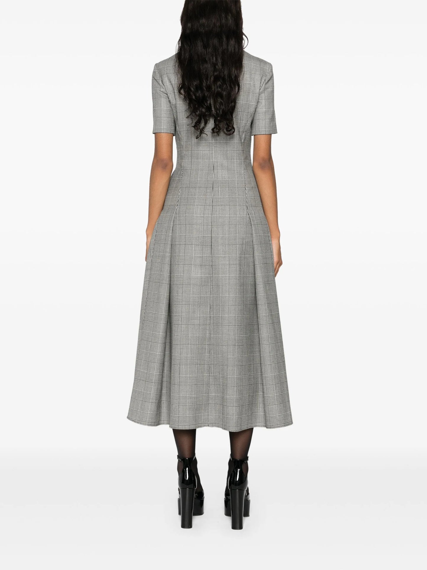 Prince Of Wales-check wool midi dress
