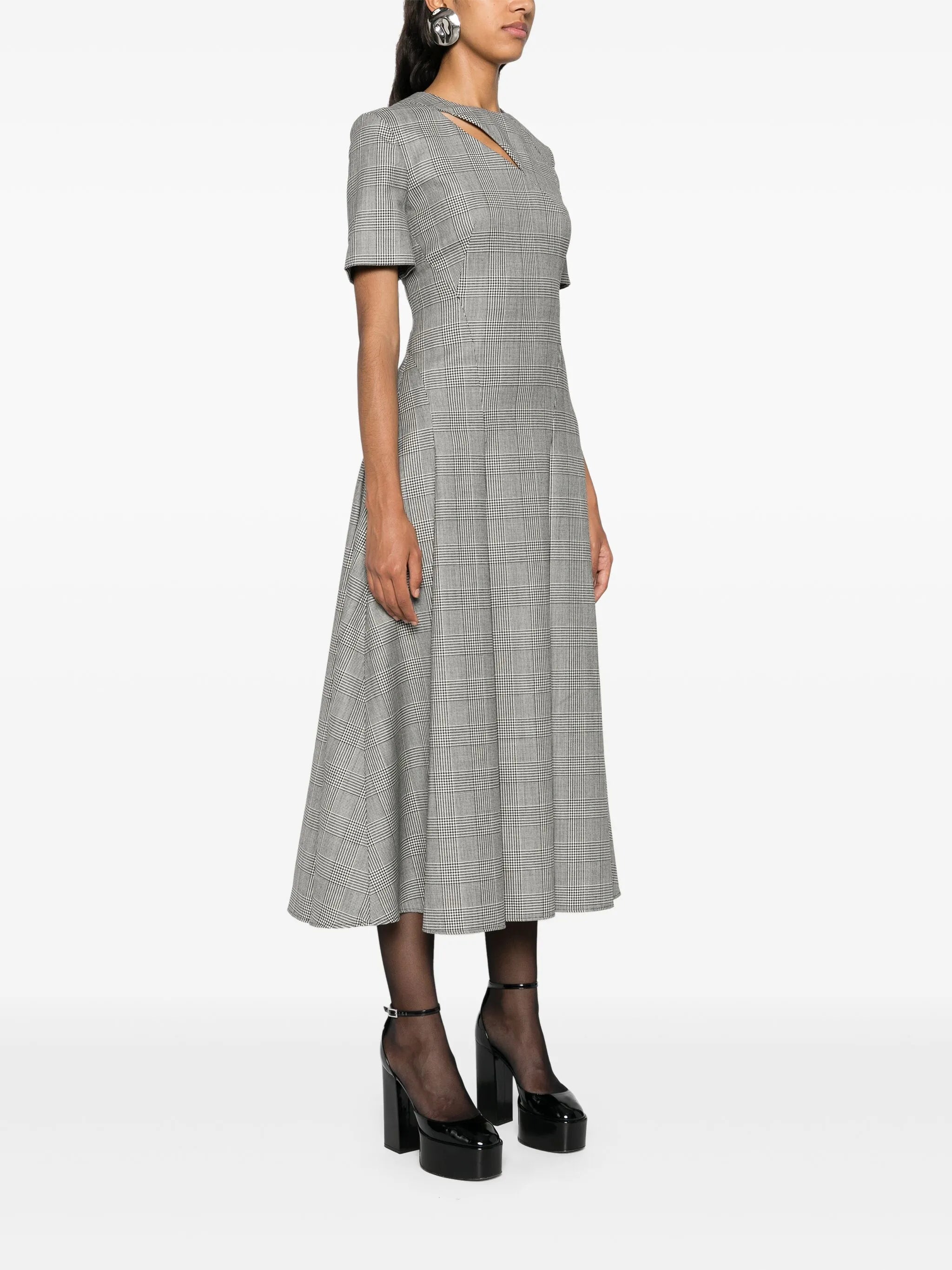 Prince Of Wales-check wool midi dress