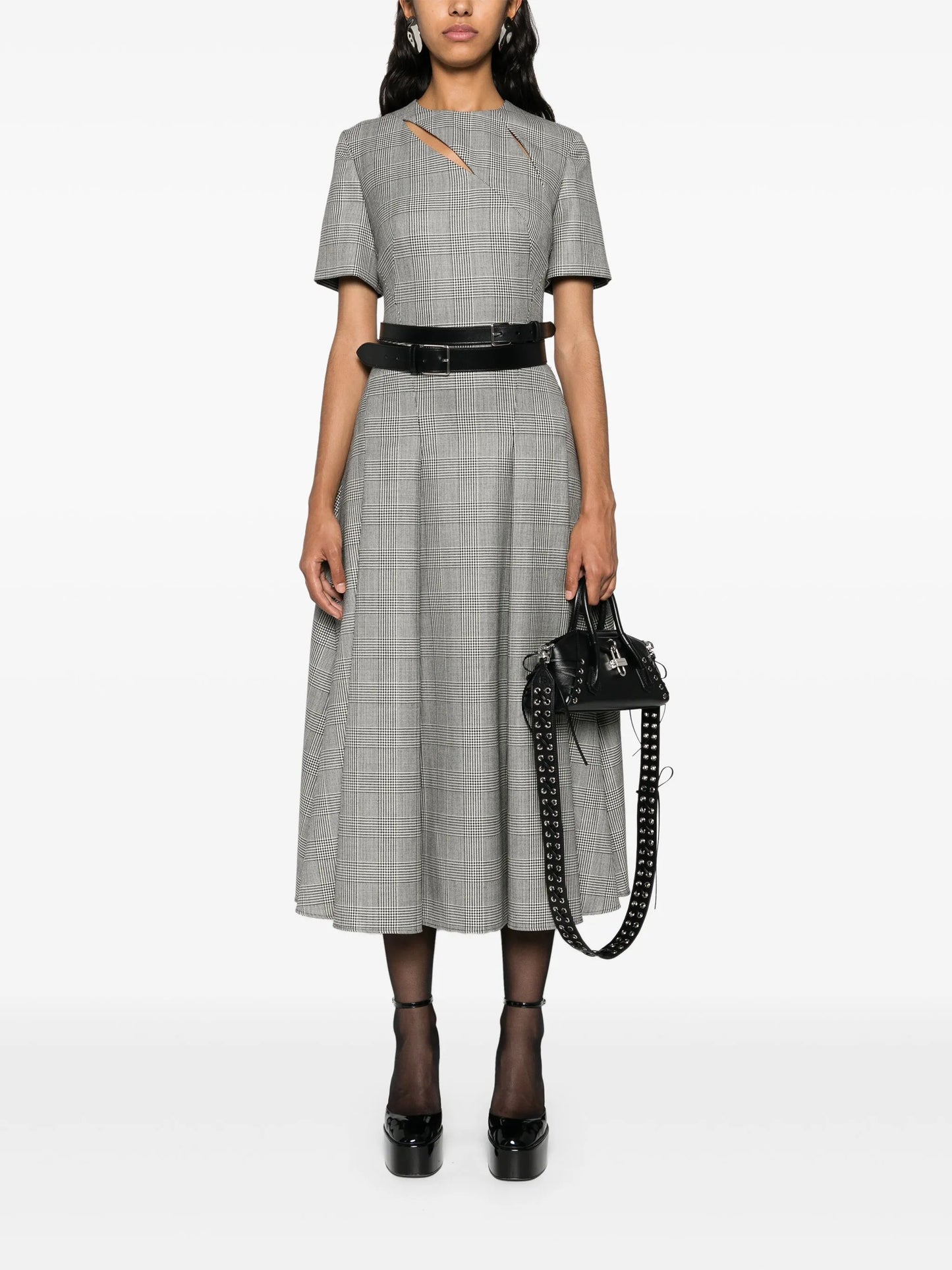Prince Of Wales-check wool midi dress