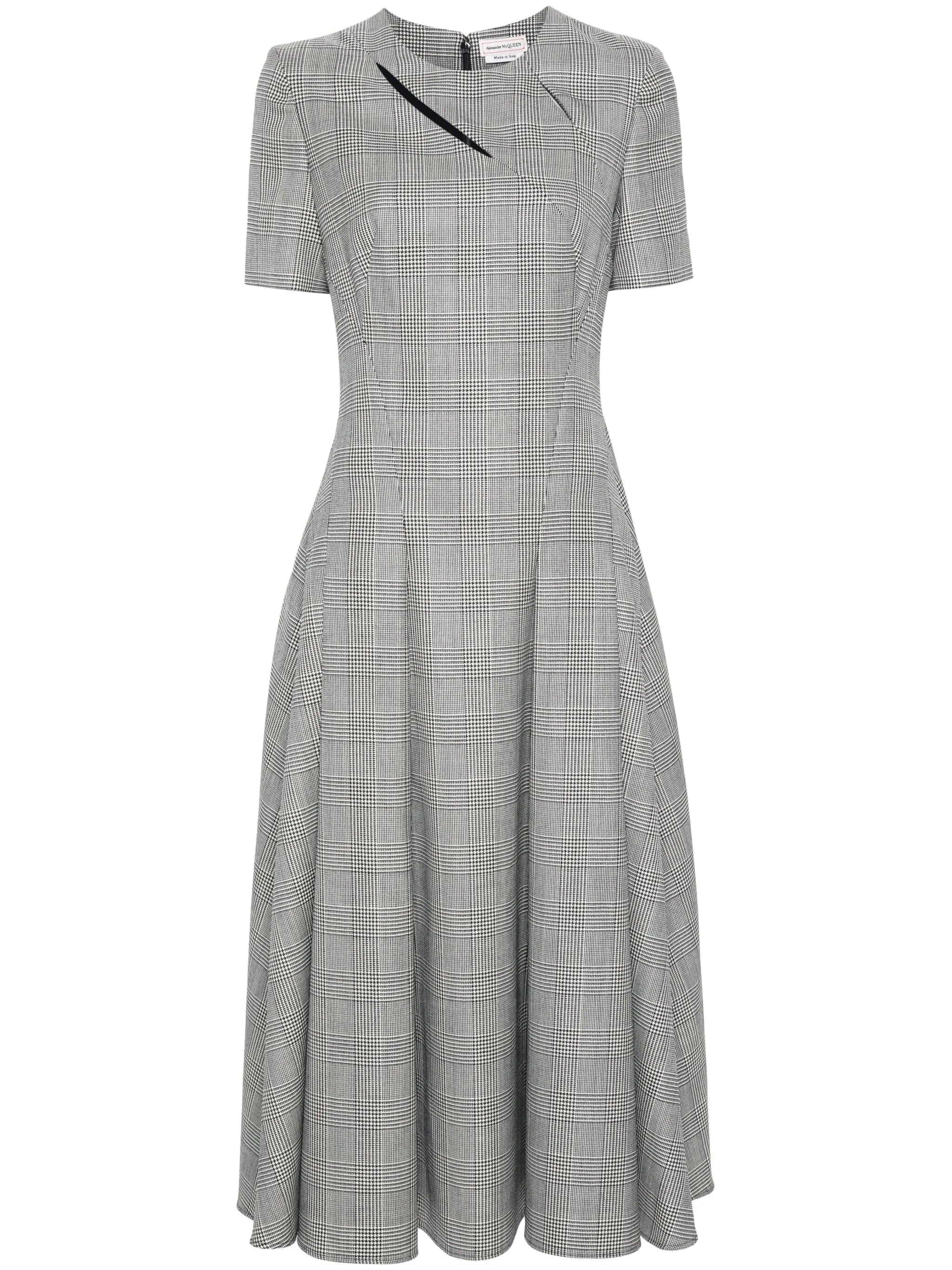 Prince Of Wales-check wool midi dress