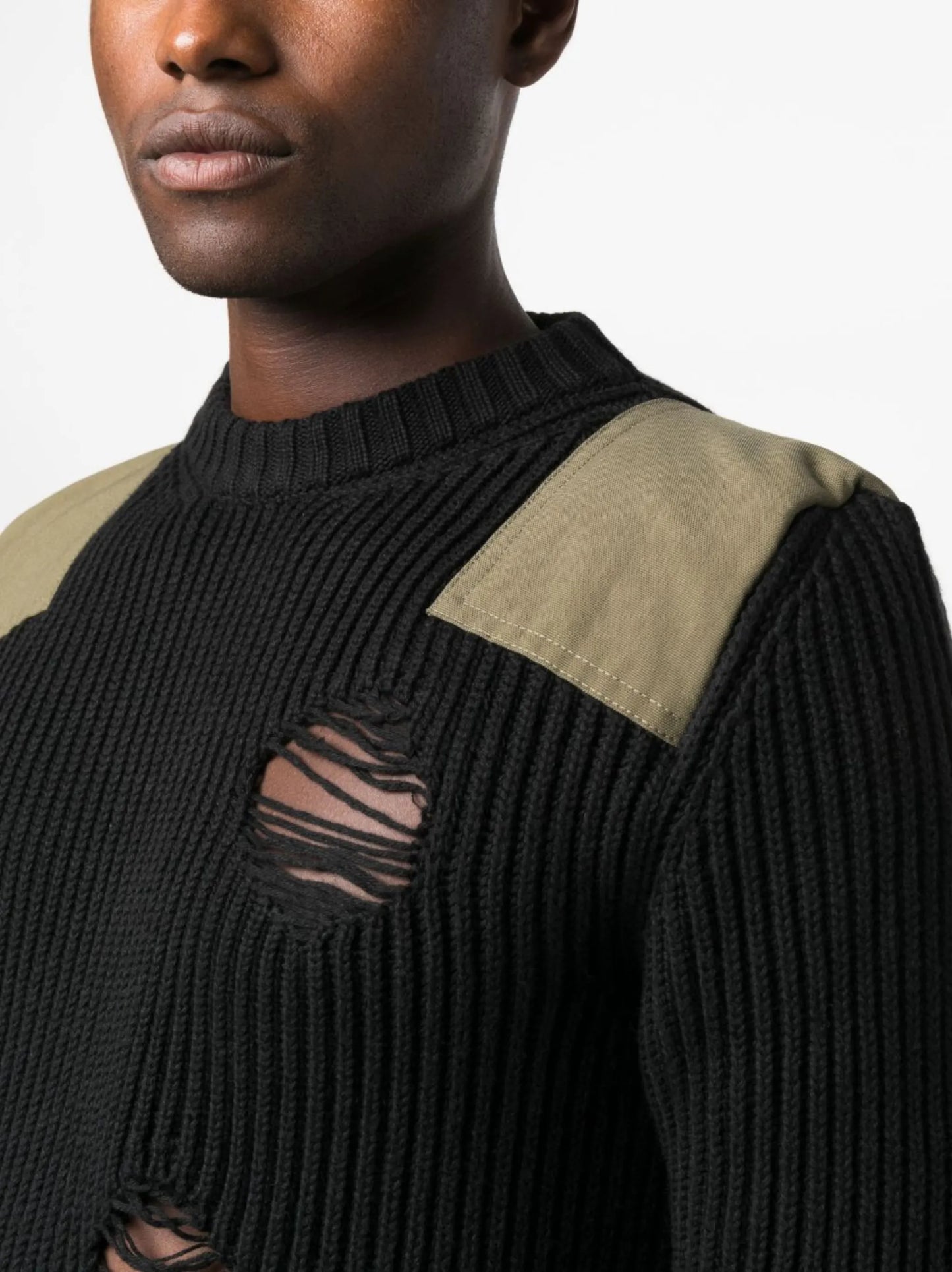 distressed-effect knit jumper