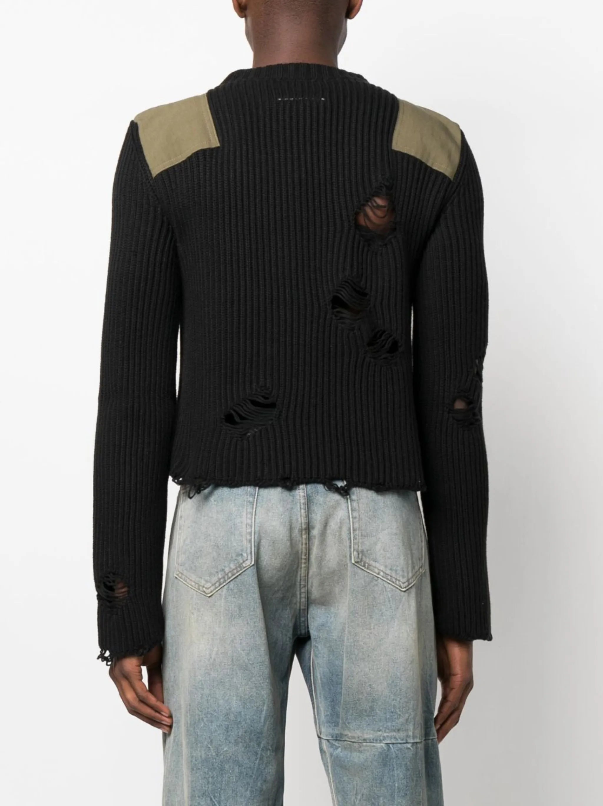 distressed-effect knit jumper
