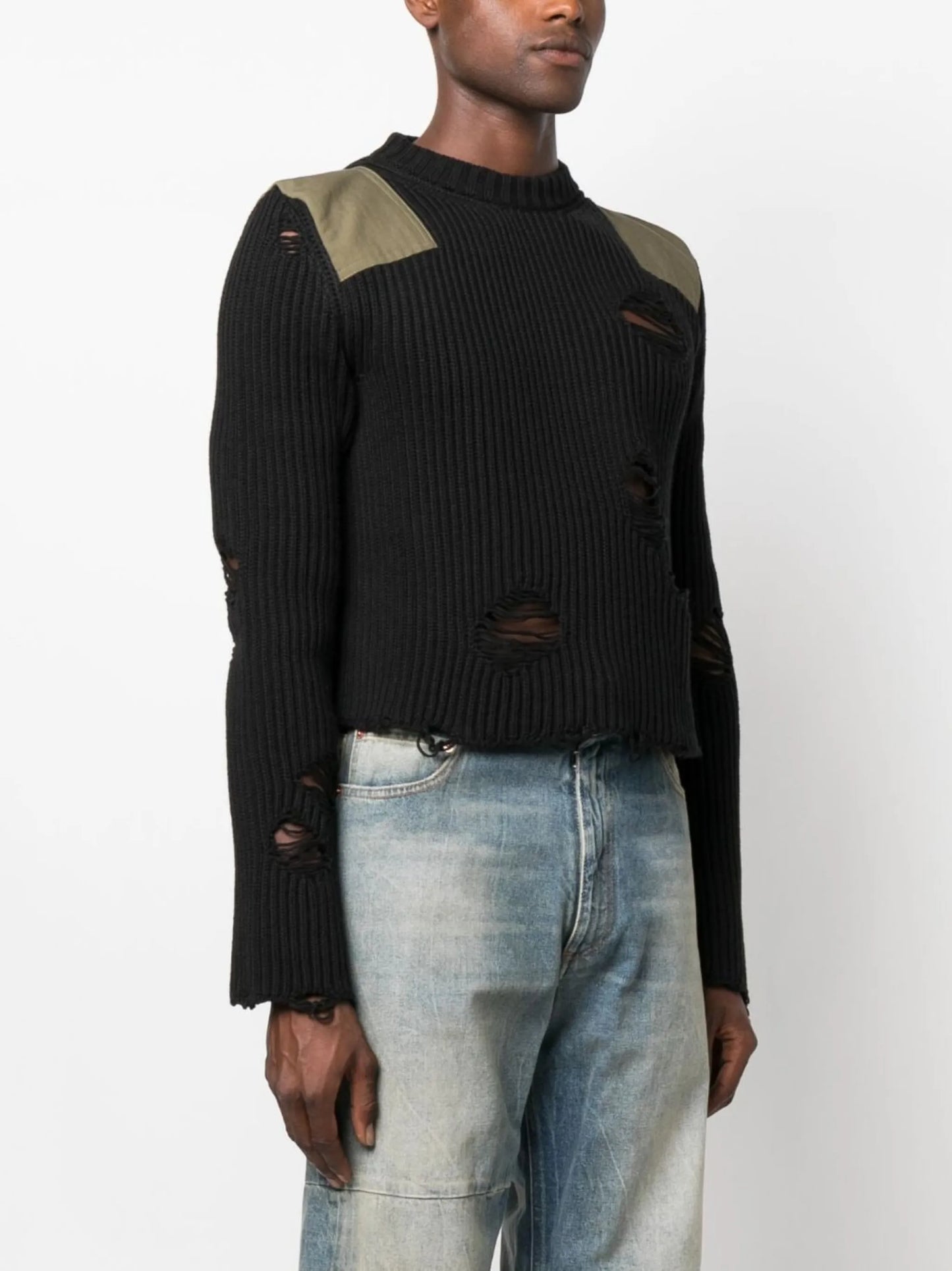 distressed-effect knit jumper