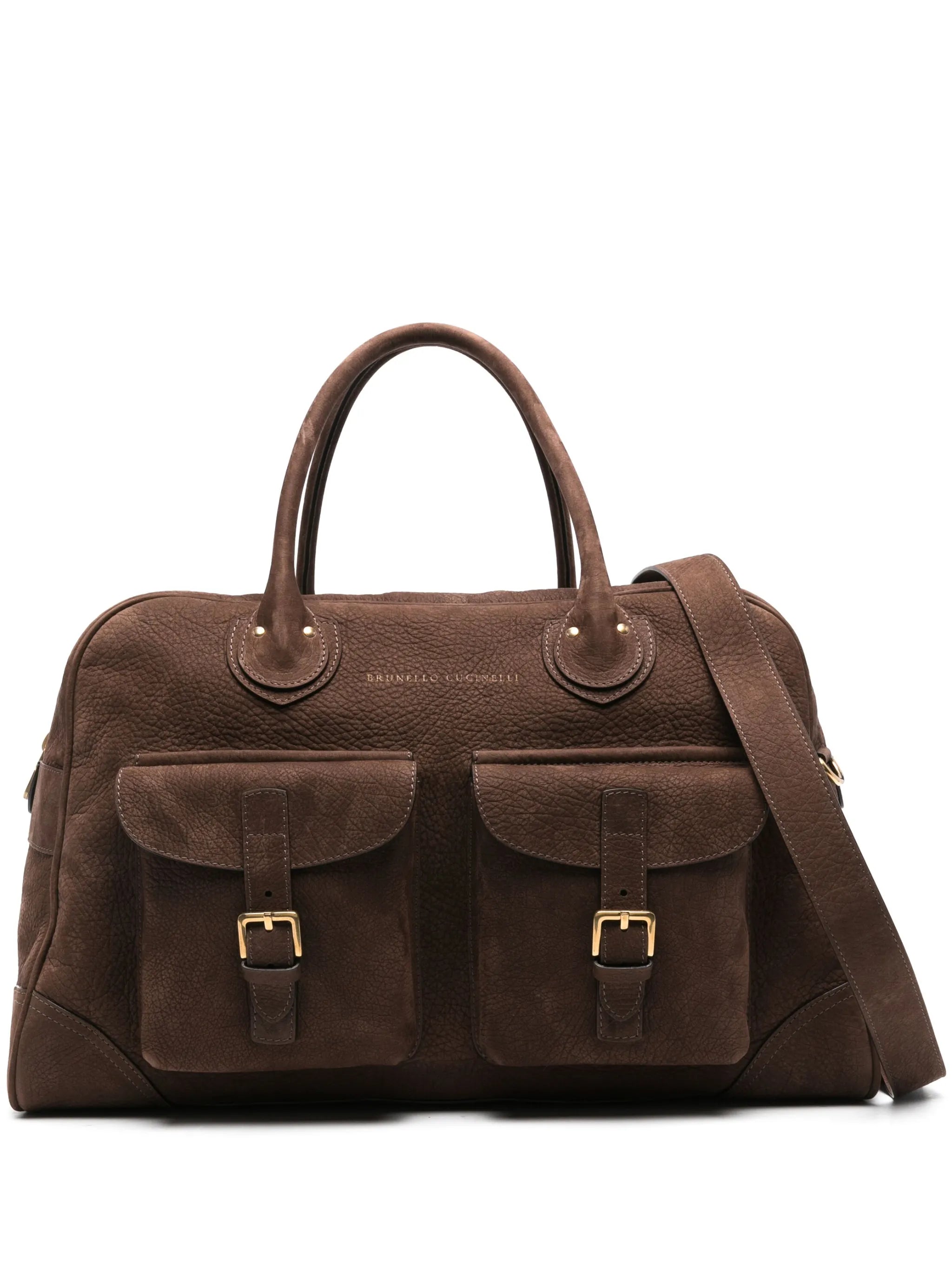 logo-stamp leather weekend bag