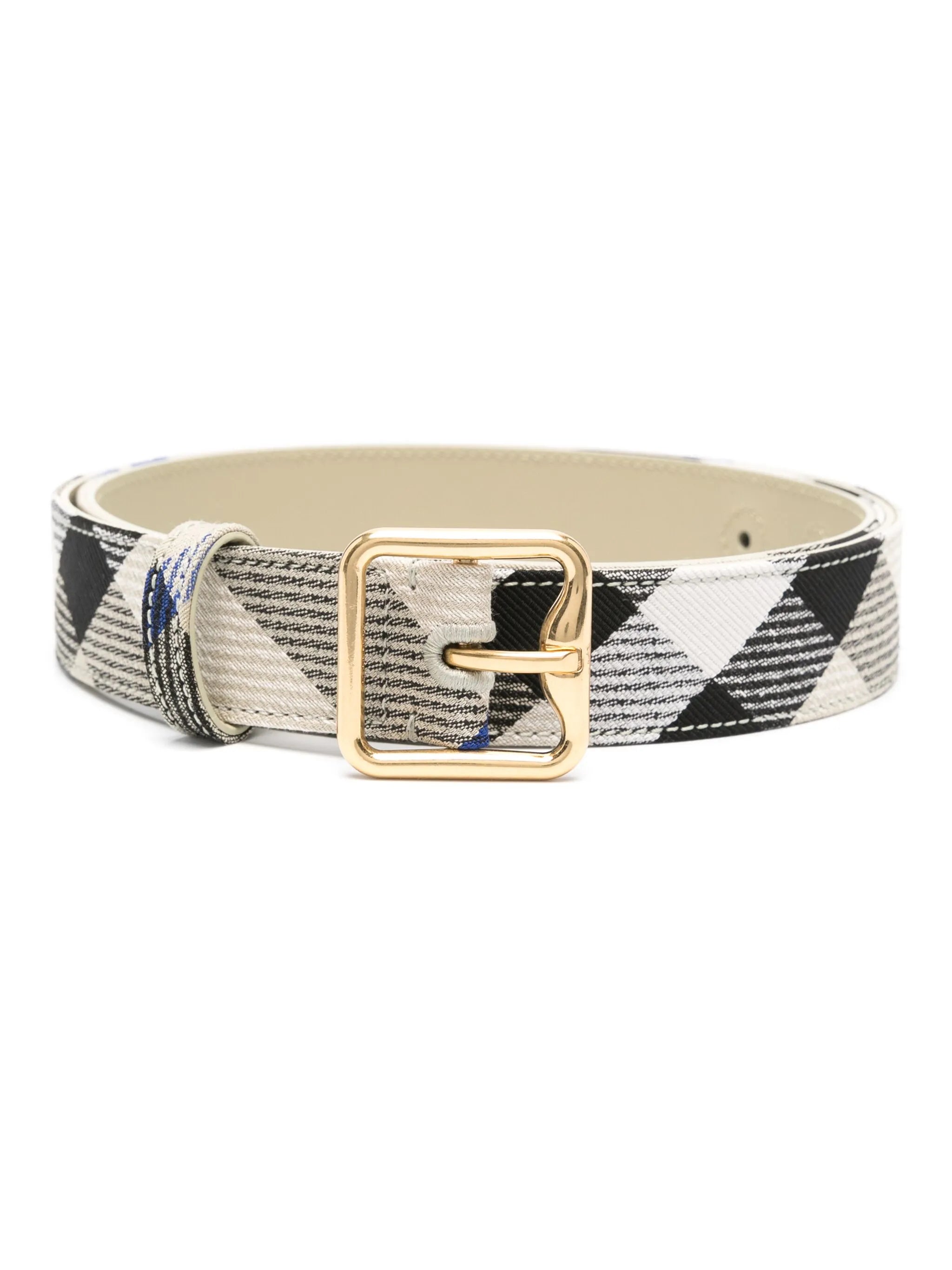 tartan-patterned leather belt