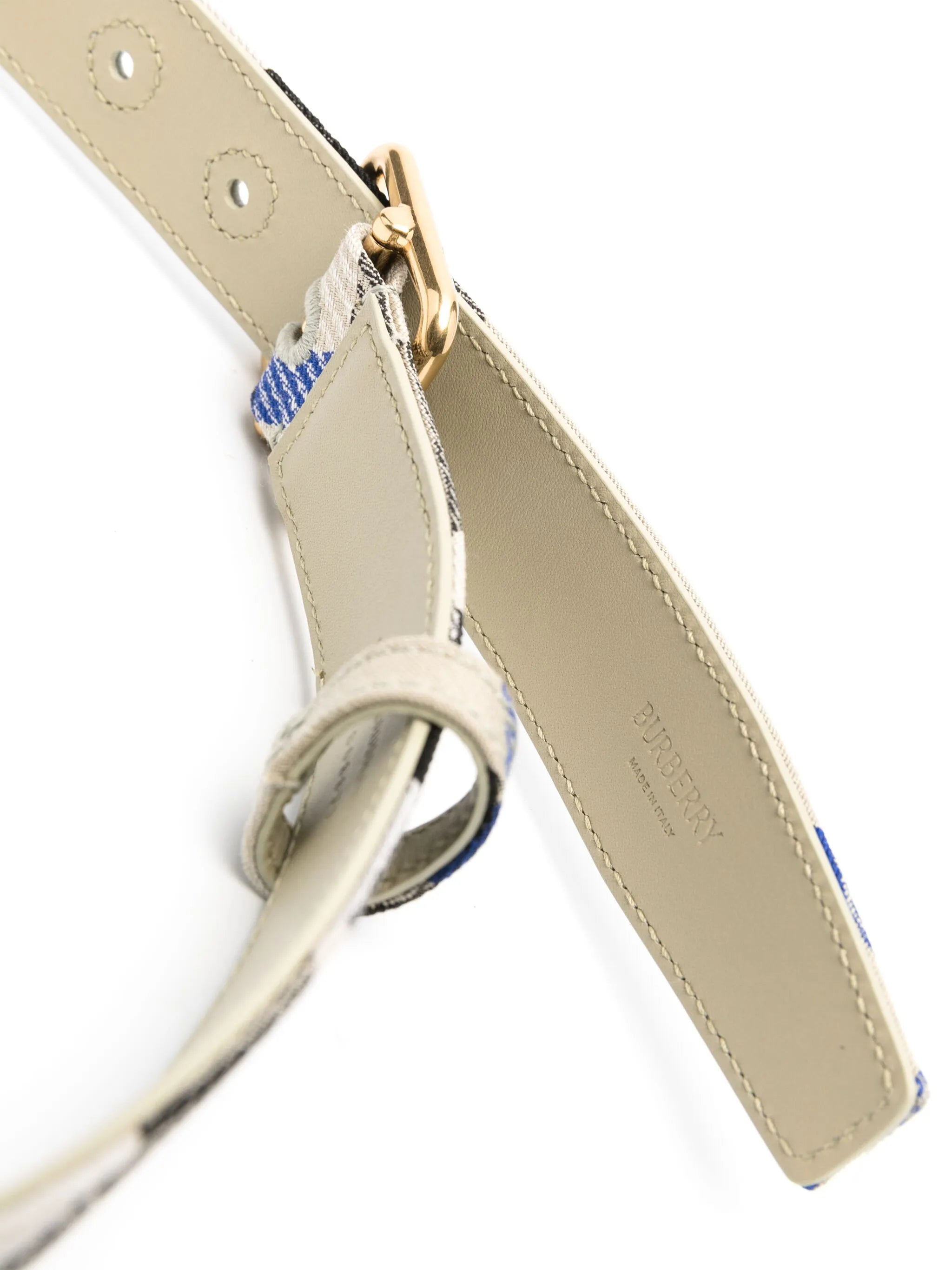 tartan-patterned leather belt
