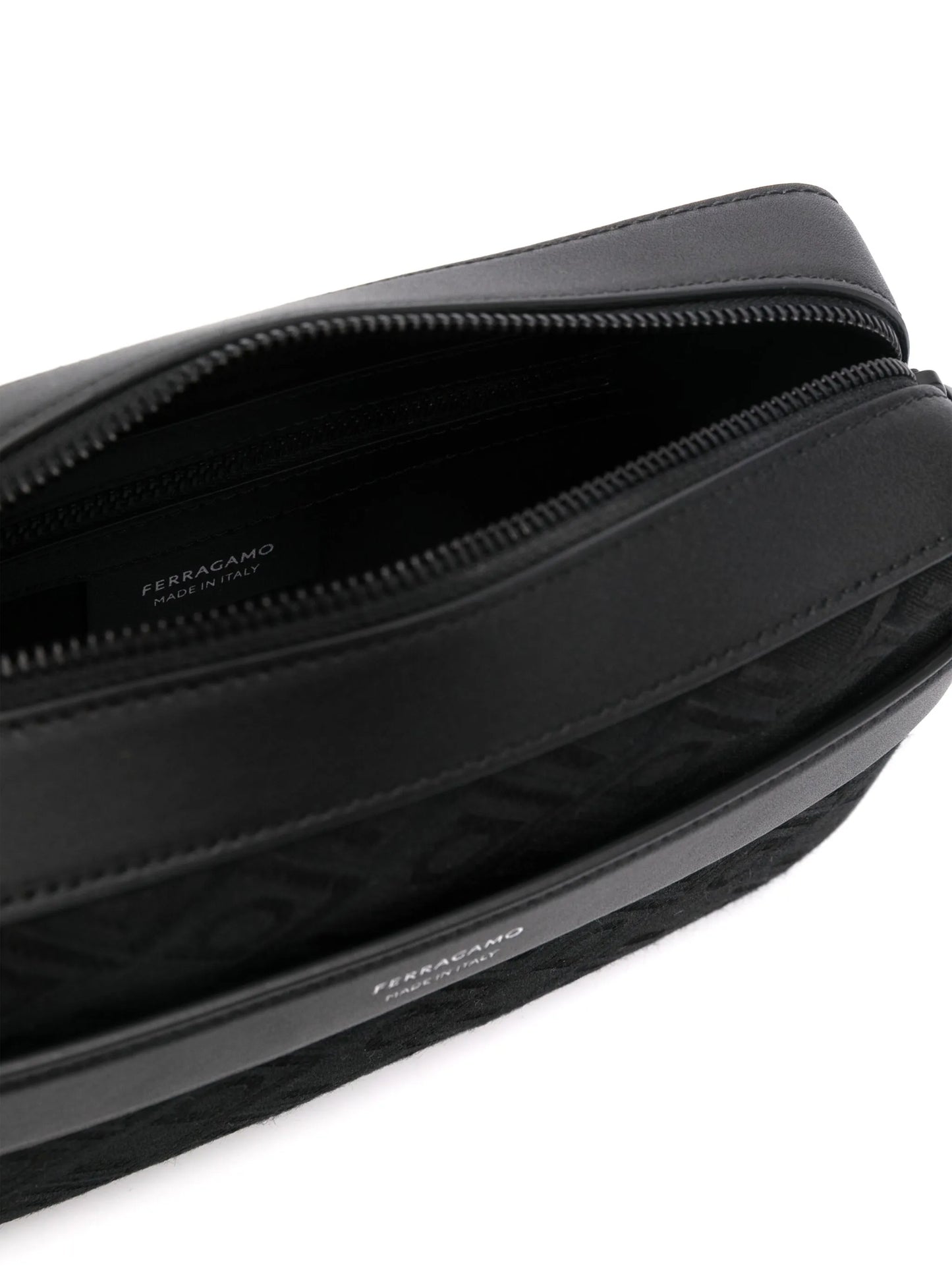 Gancini-jacquard leather messenger bag