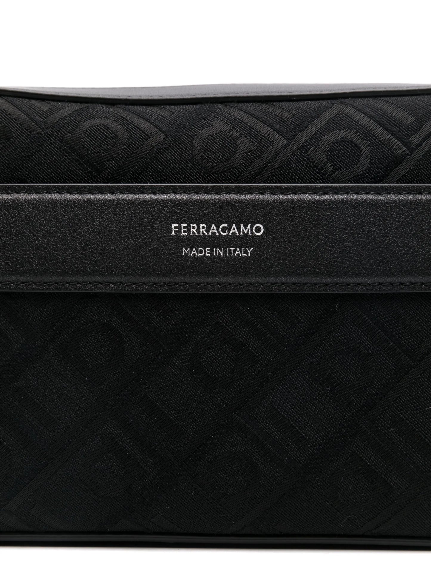 Gancini-jacquard leather messenger bag
