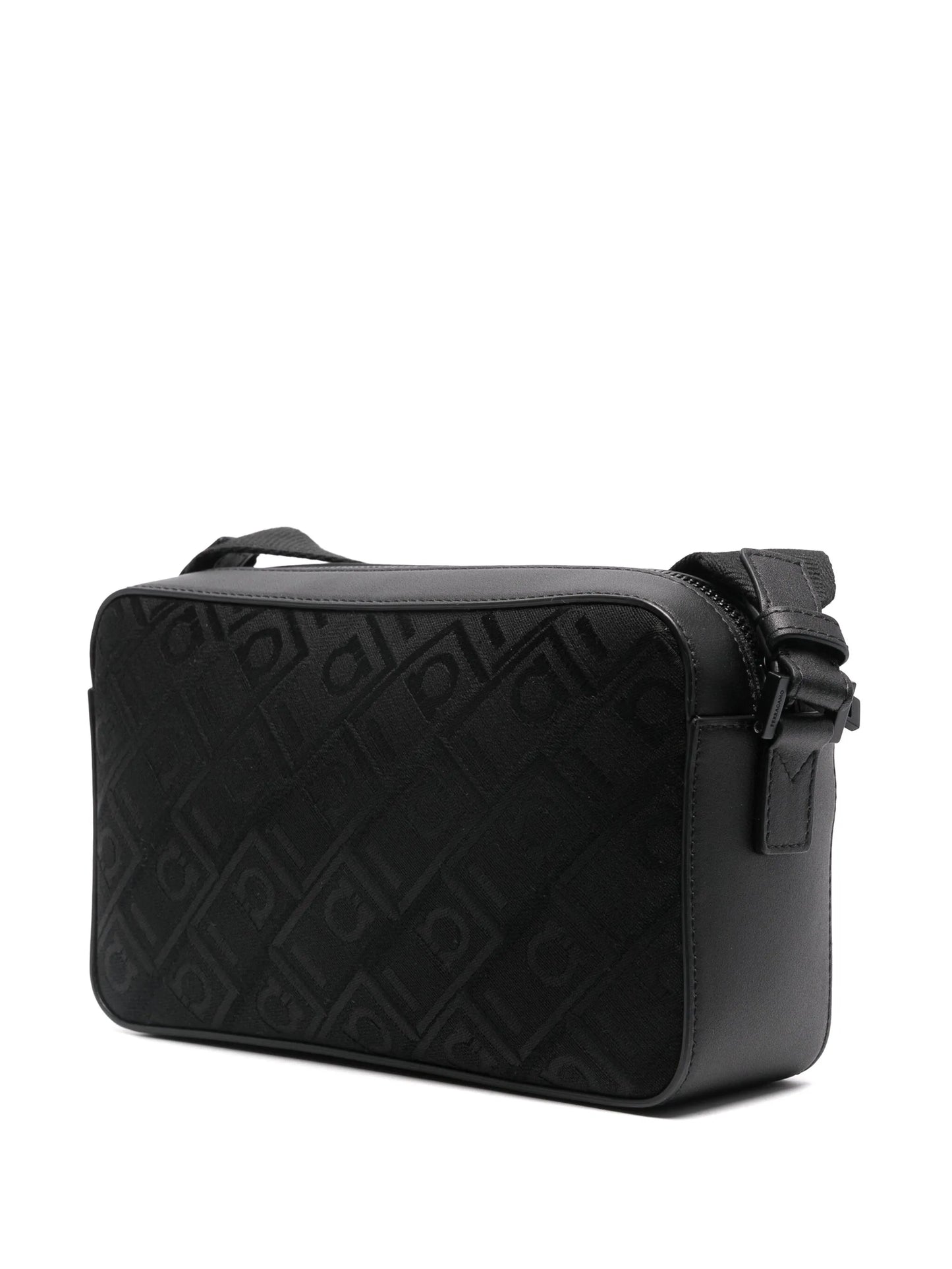 Gancini-jacquard leather messenger bag
