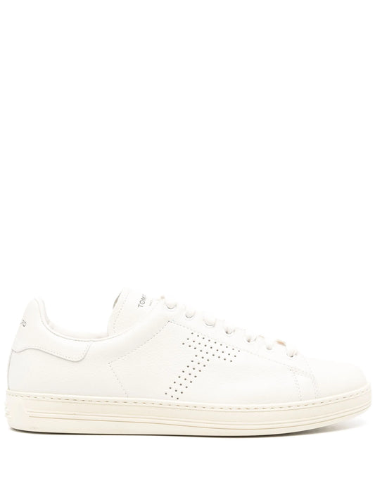 perforated-logo leather sneakers