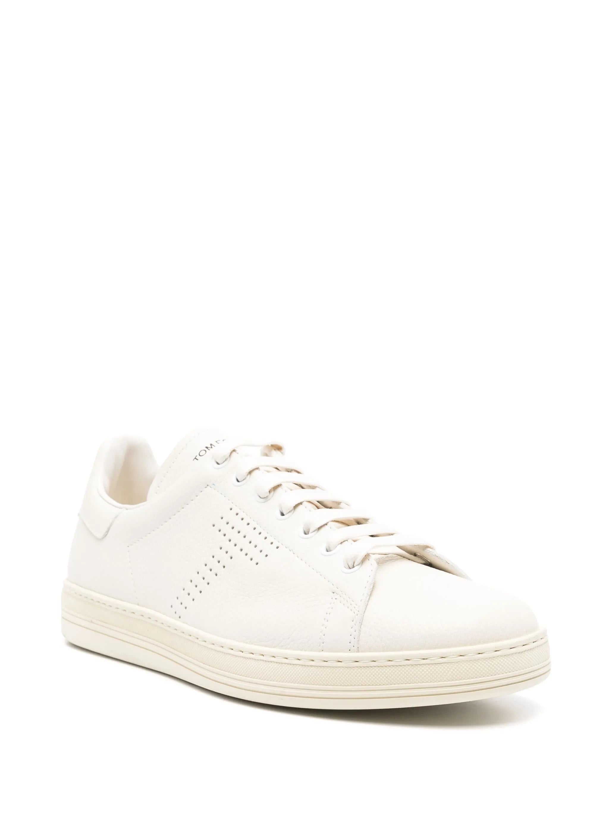 perforated-logo leather sneakers