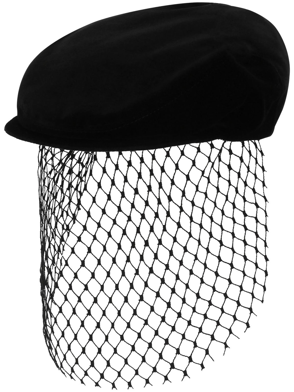 velvet flat cap with veil