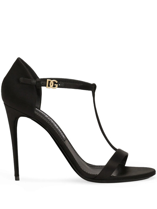 105mm satin T-bar sandals