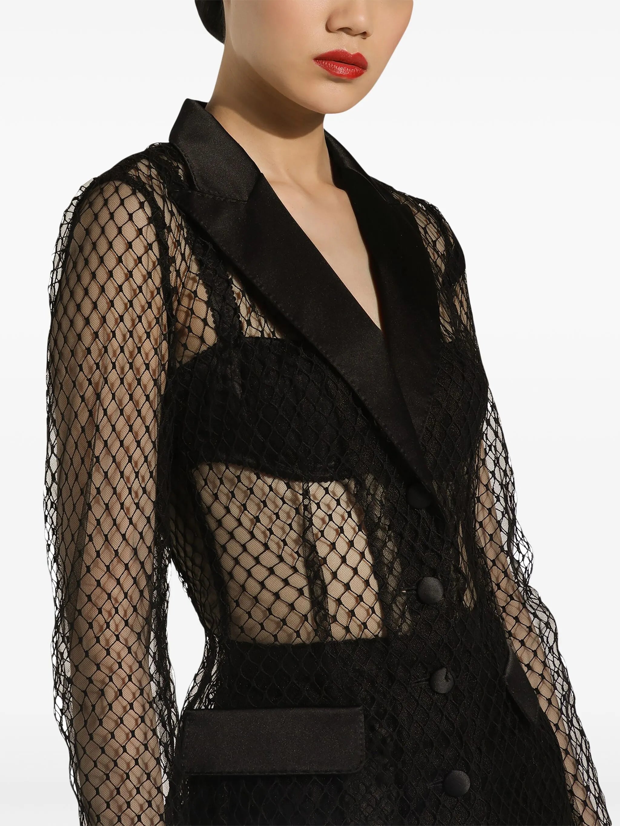 single-breasted mesh jacket