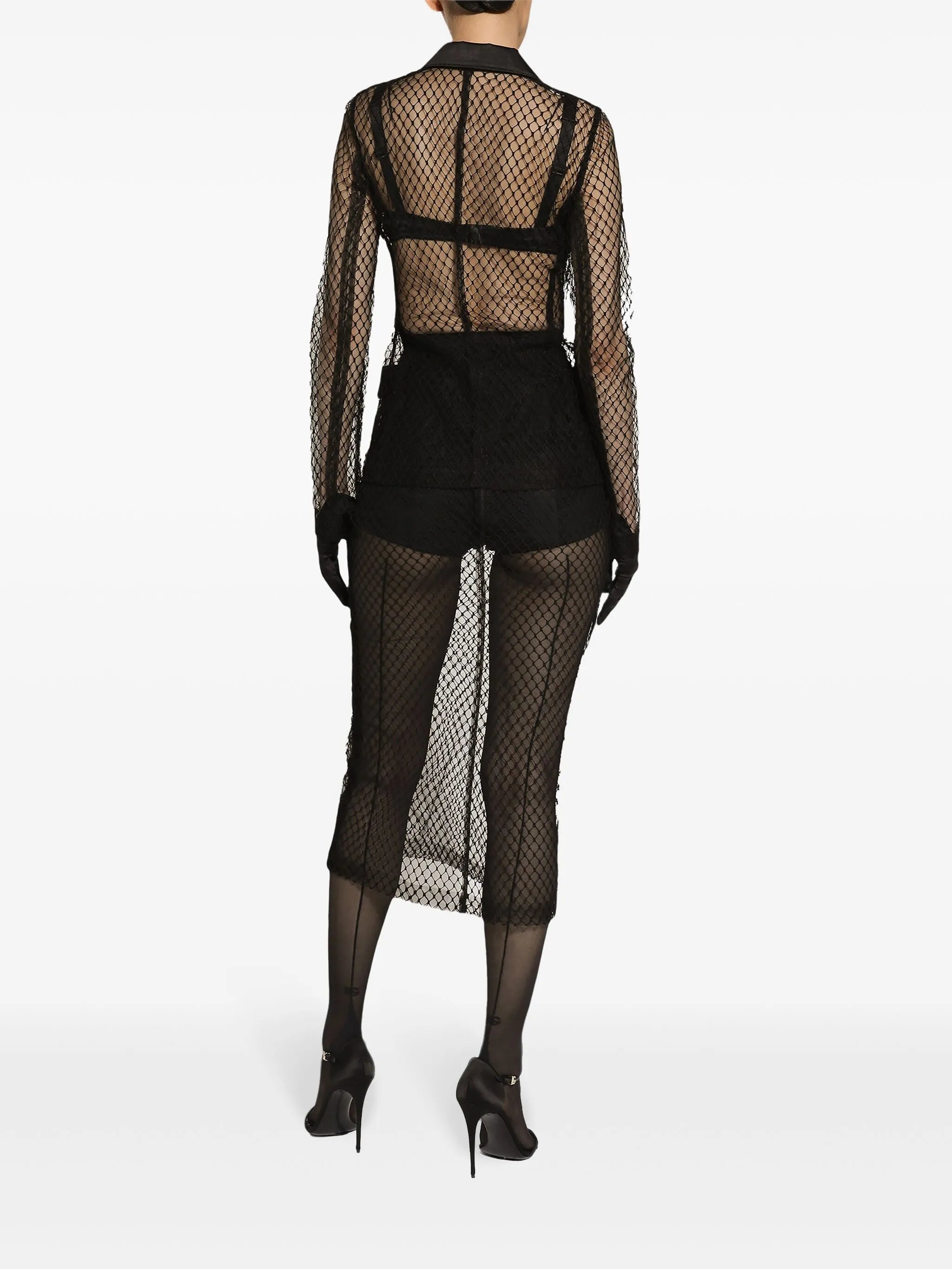 single-breasted mesh jacket