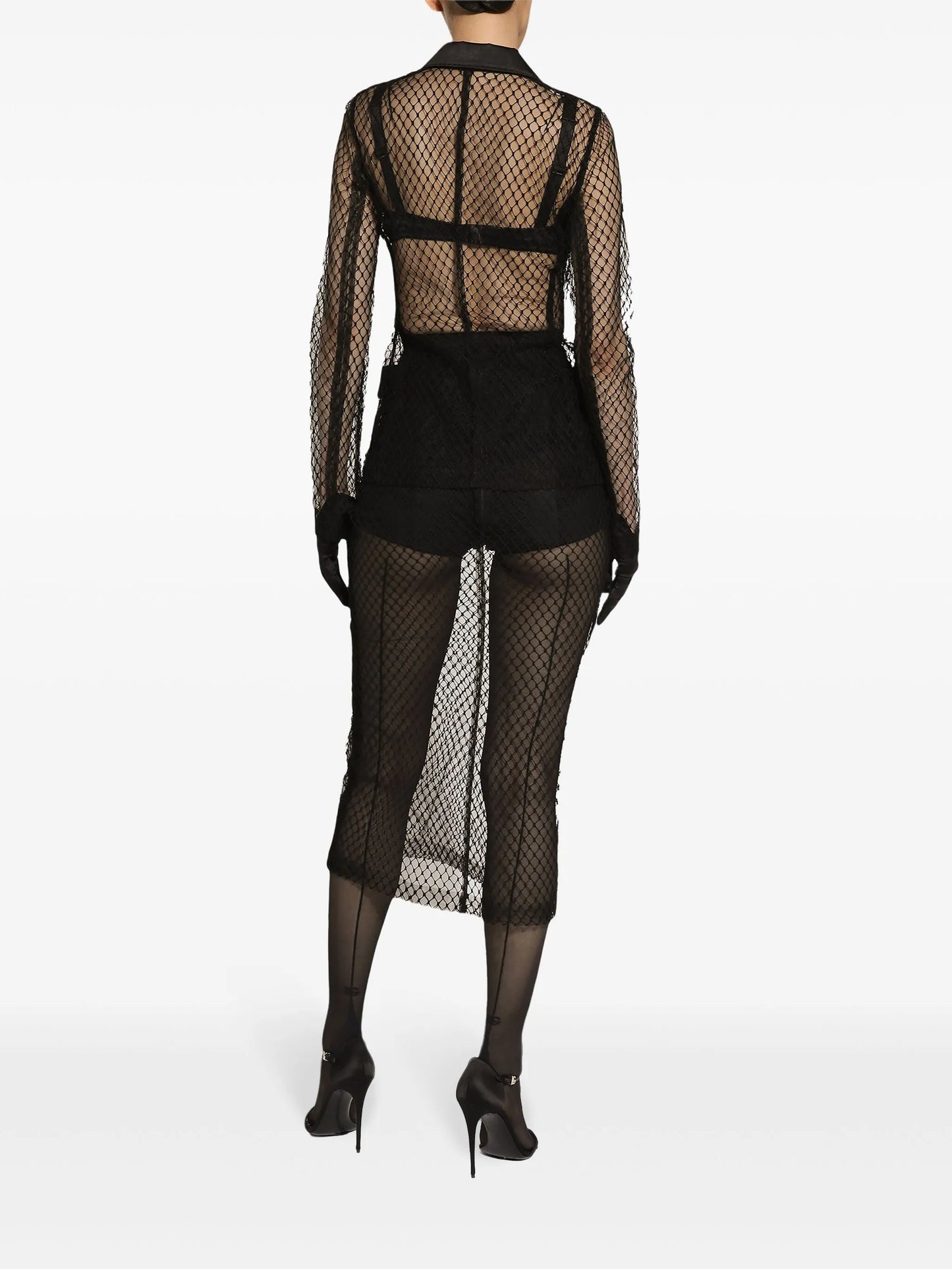 single-breasted mesh jacket