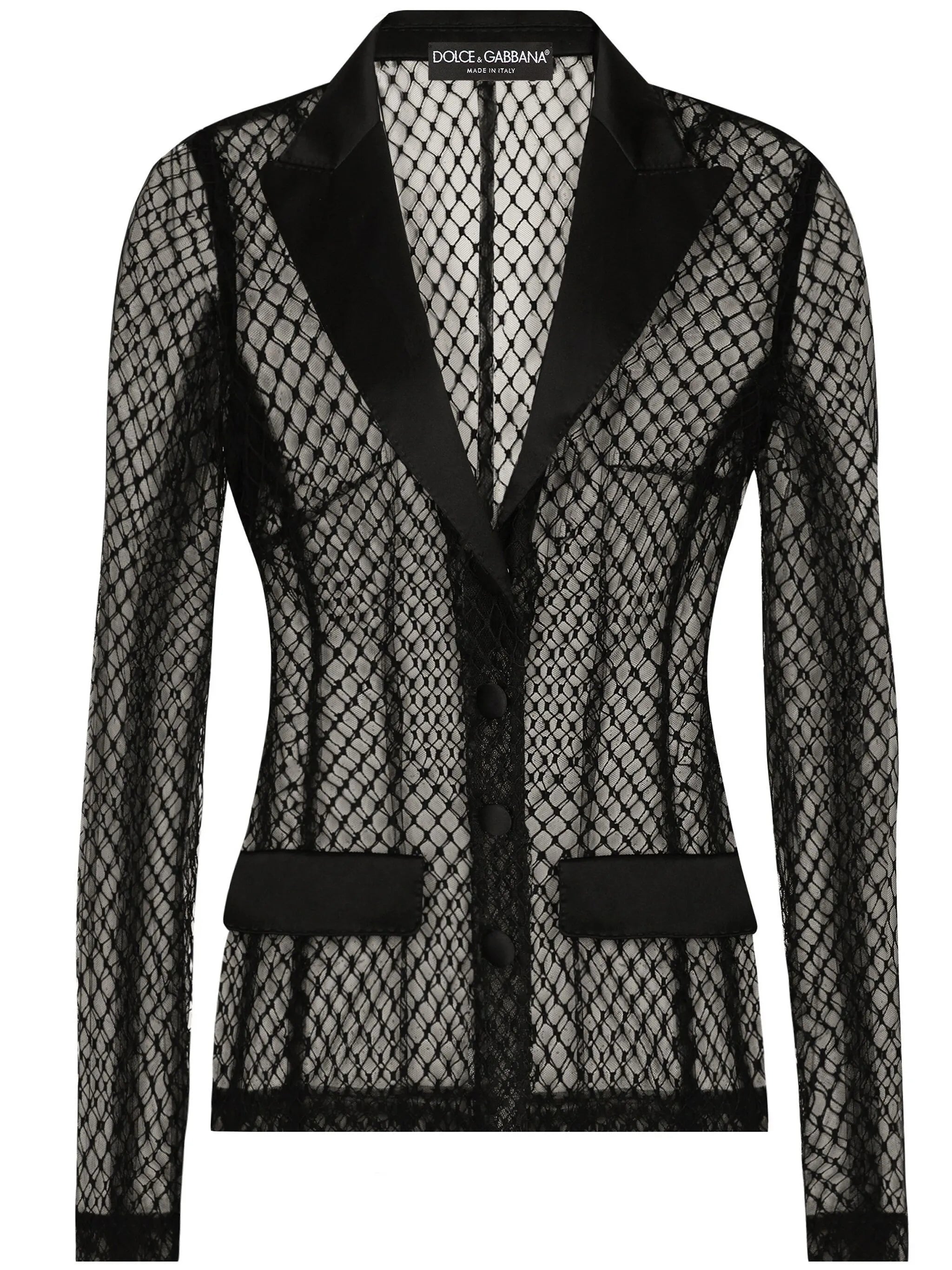 single-breasted mesh jacket