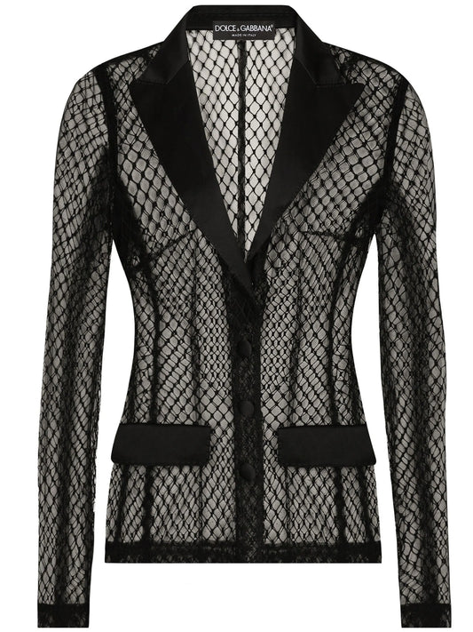 single-breasted mesh jacket