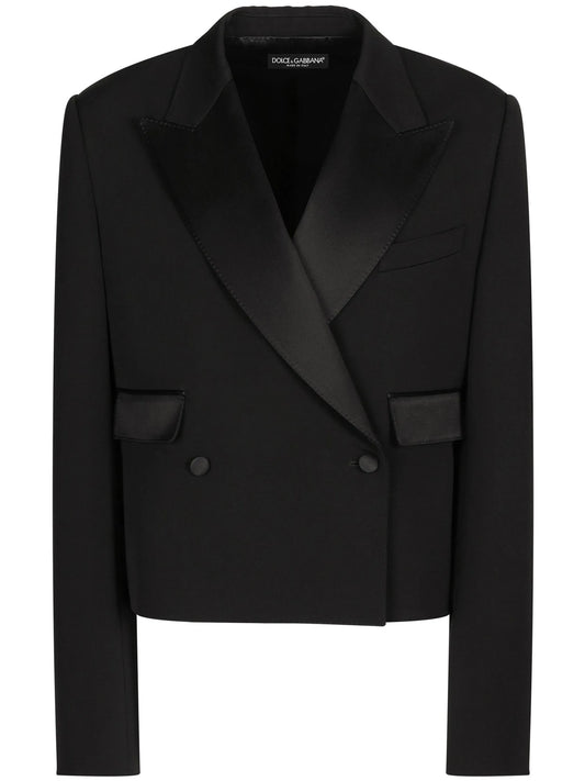 double-breasted gabardine blazer