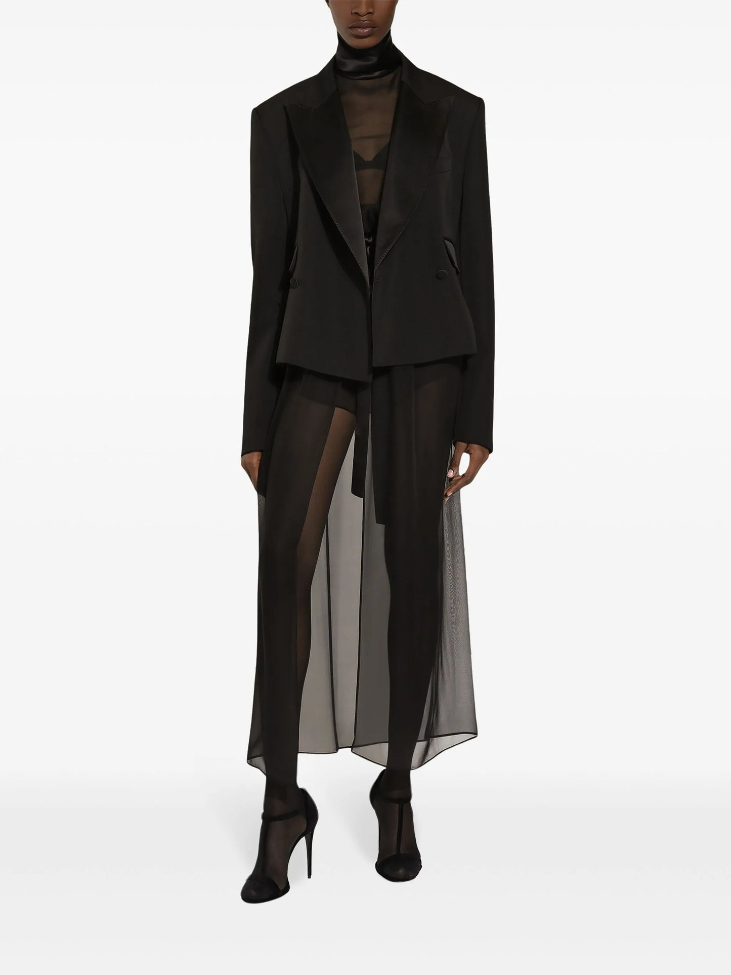 double-breasted gabardine blazer