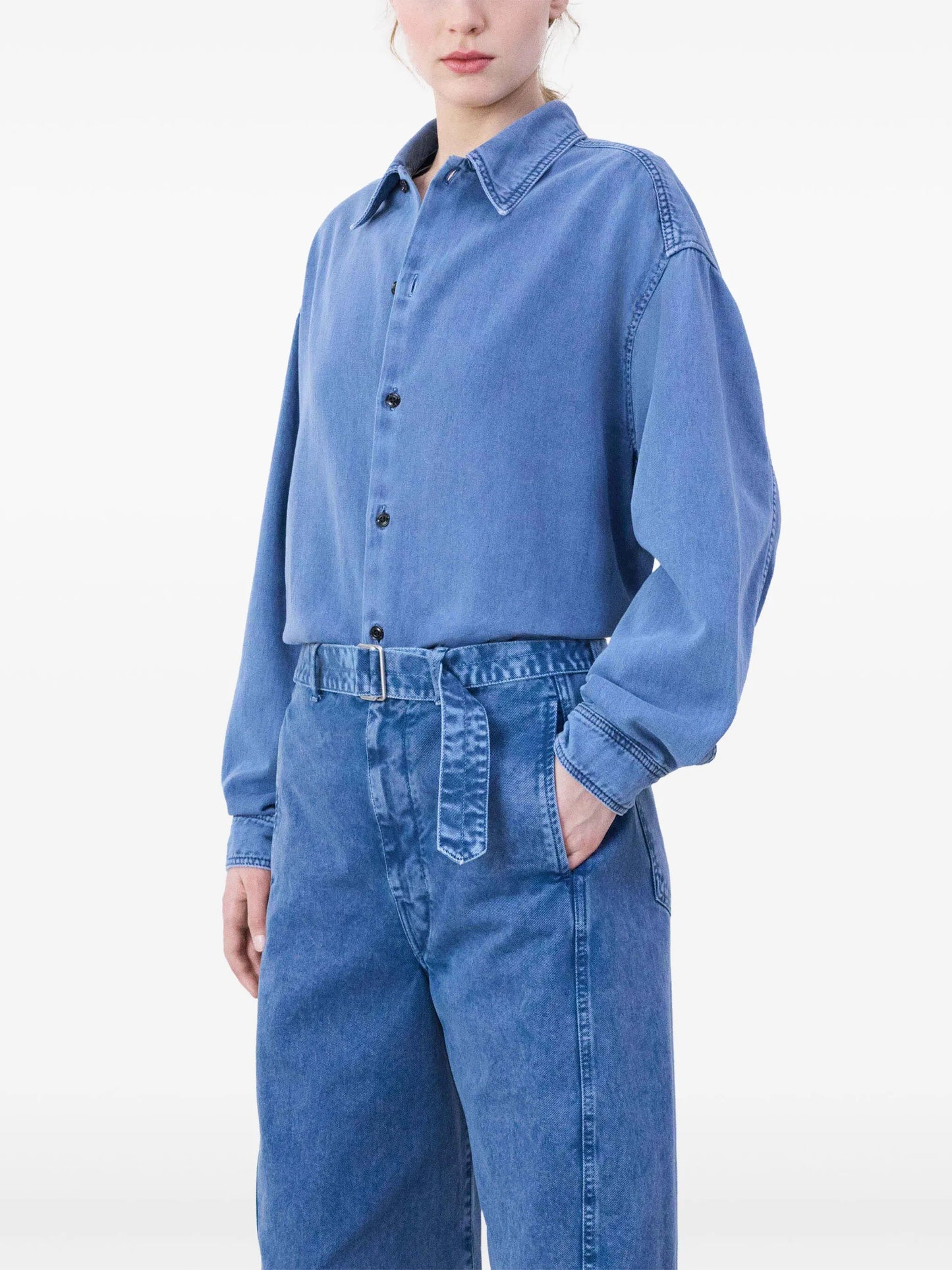belted straight-leg jeans