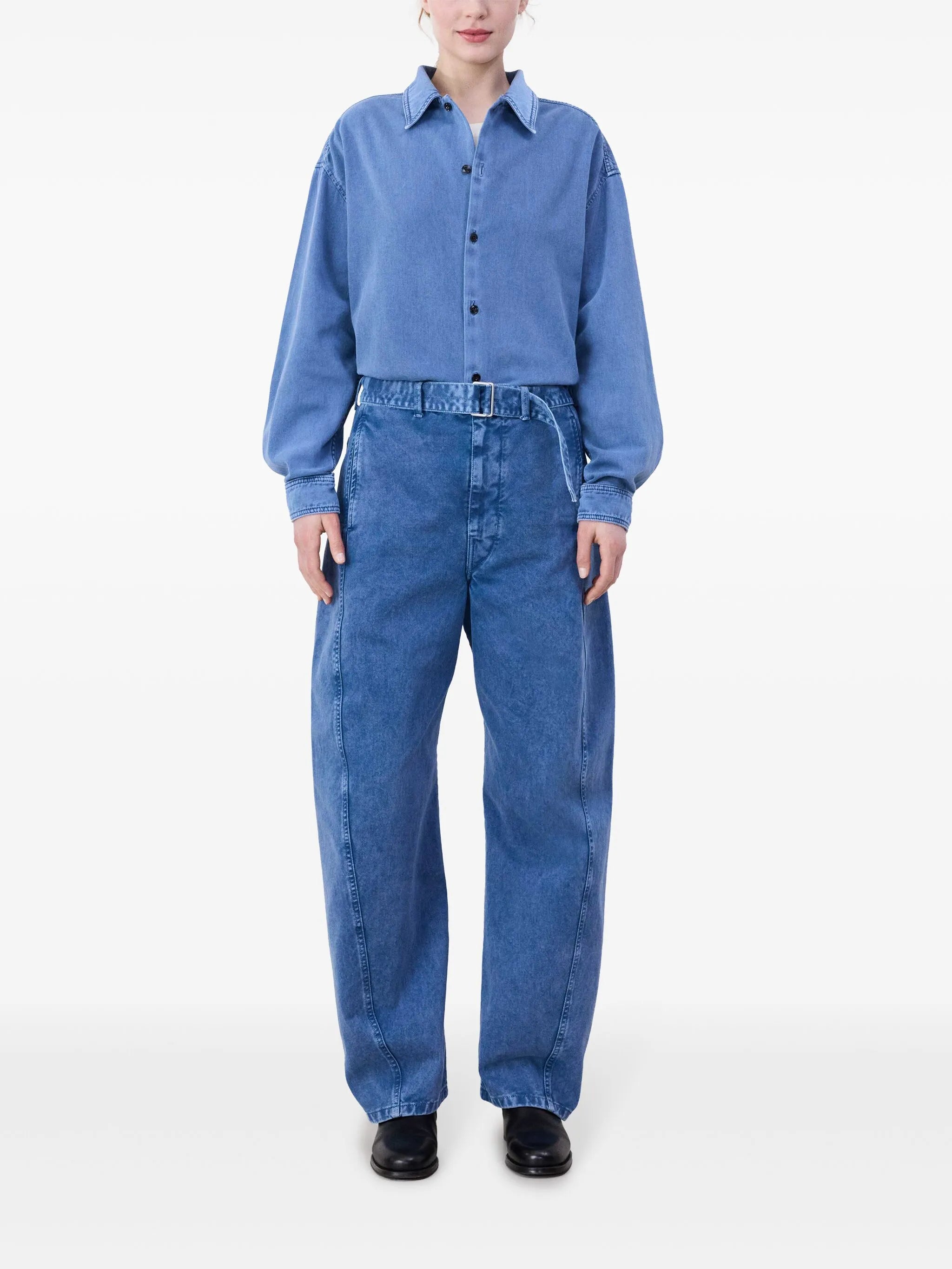 belted straight-leg jeans