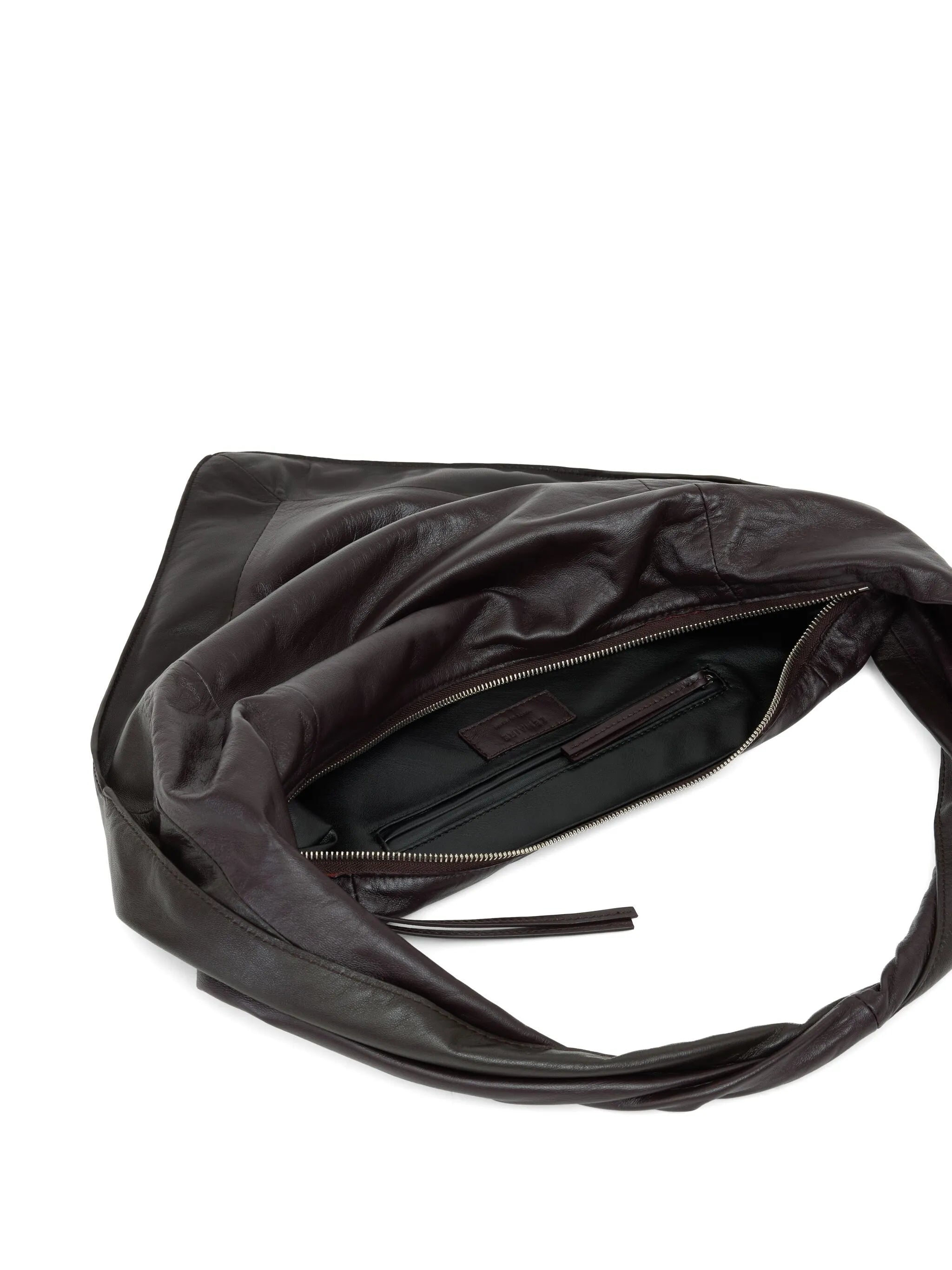 Scarf leather shoulder bag