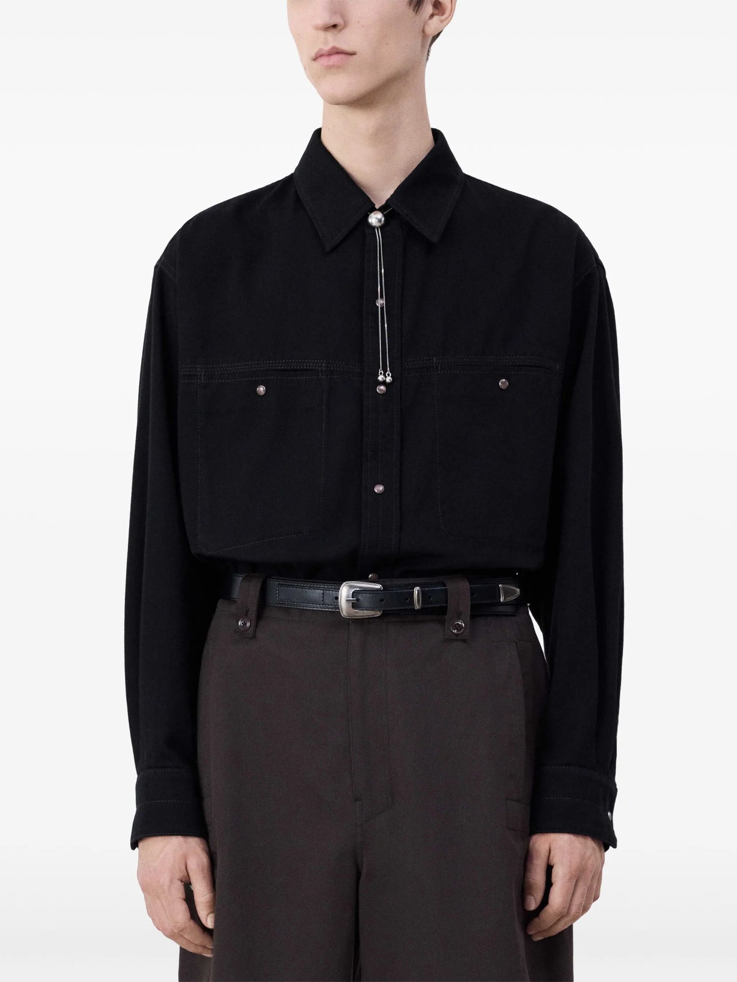 pin-buckle leather belt