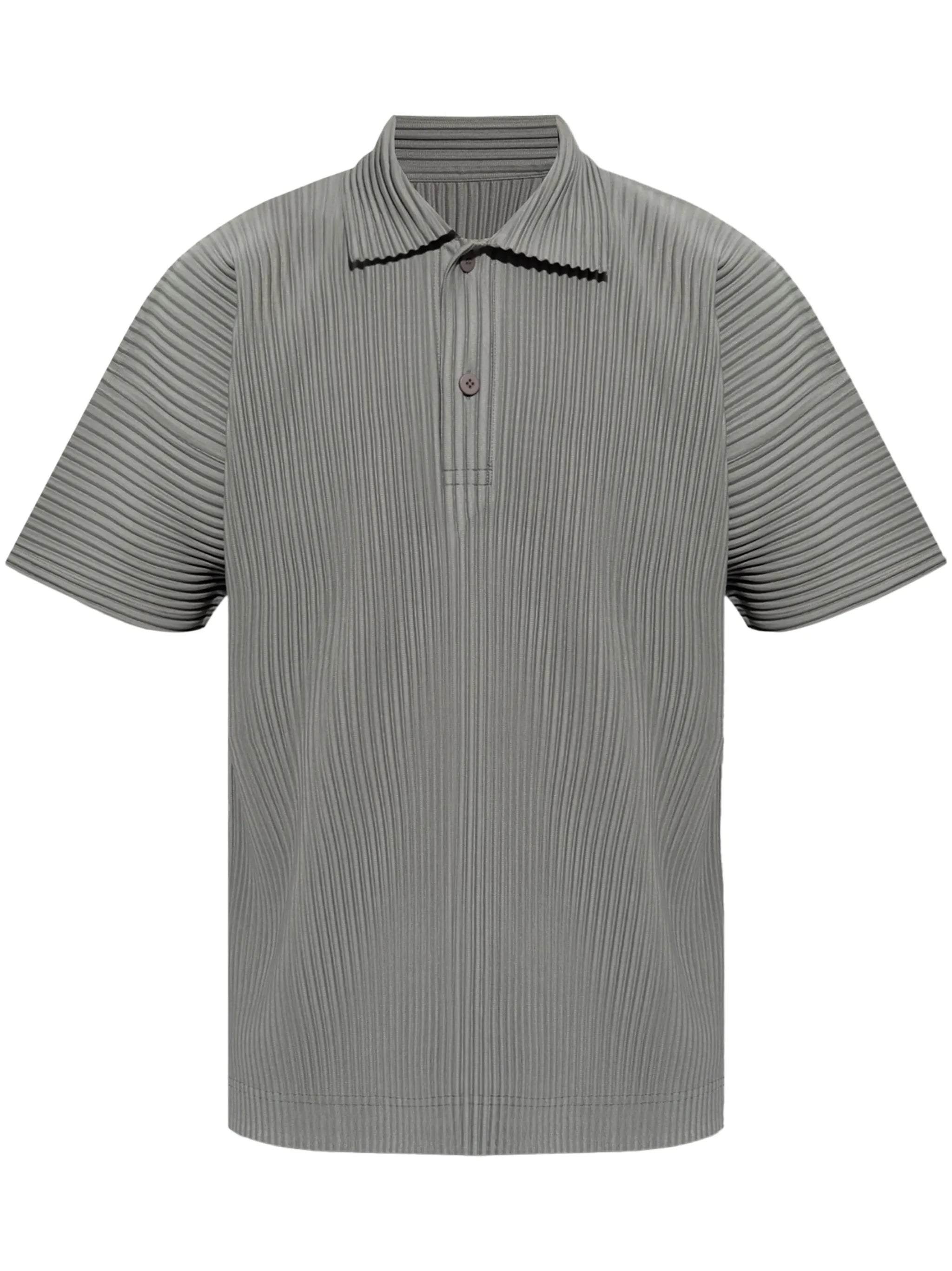 short-sleeve plissé polo shirt