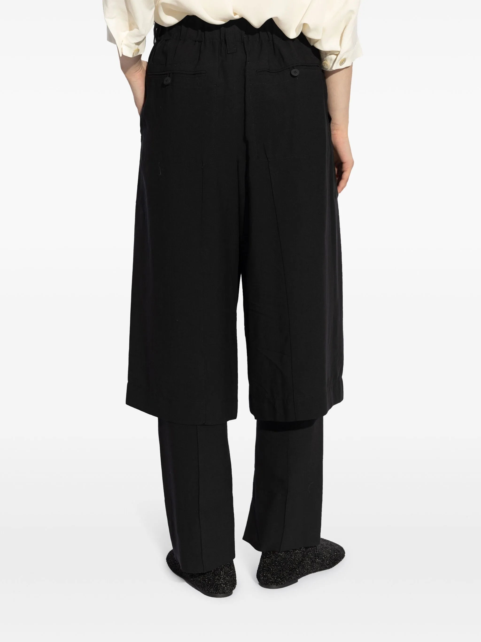 high-waisted layered trousers