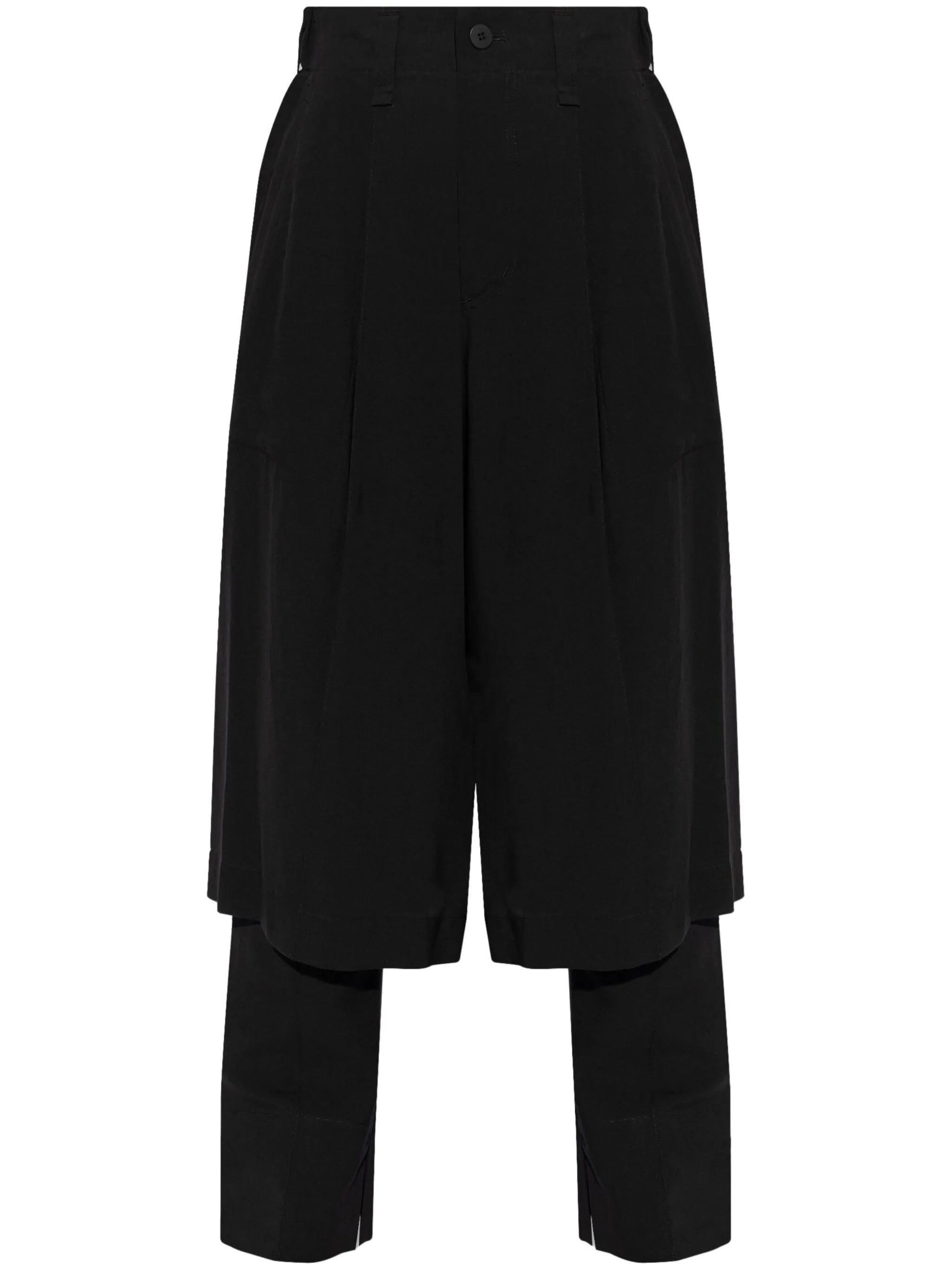 high-waisted layered trousers
