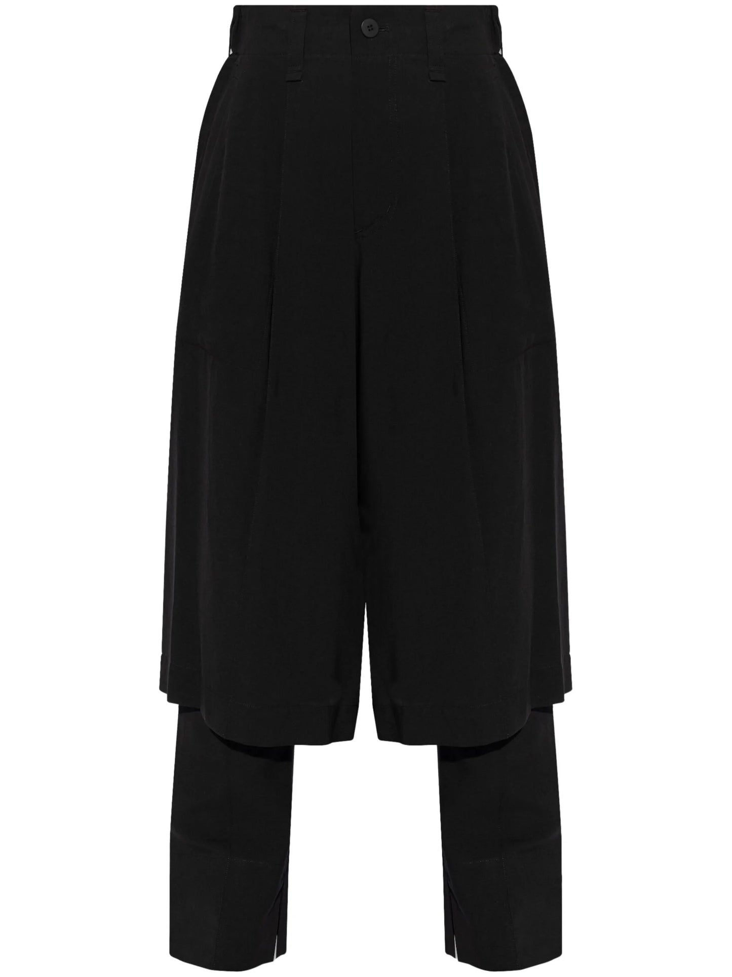 high-waisted layered trousers